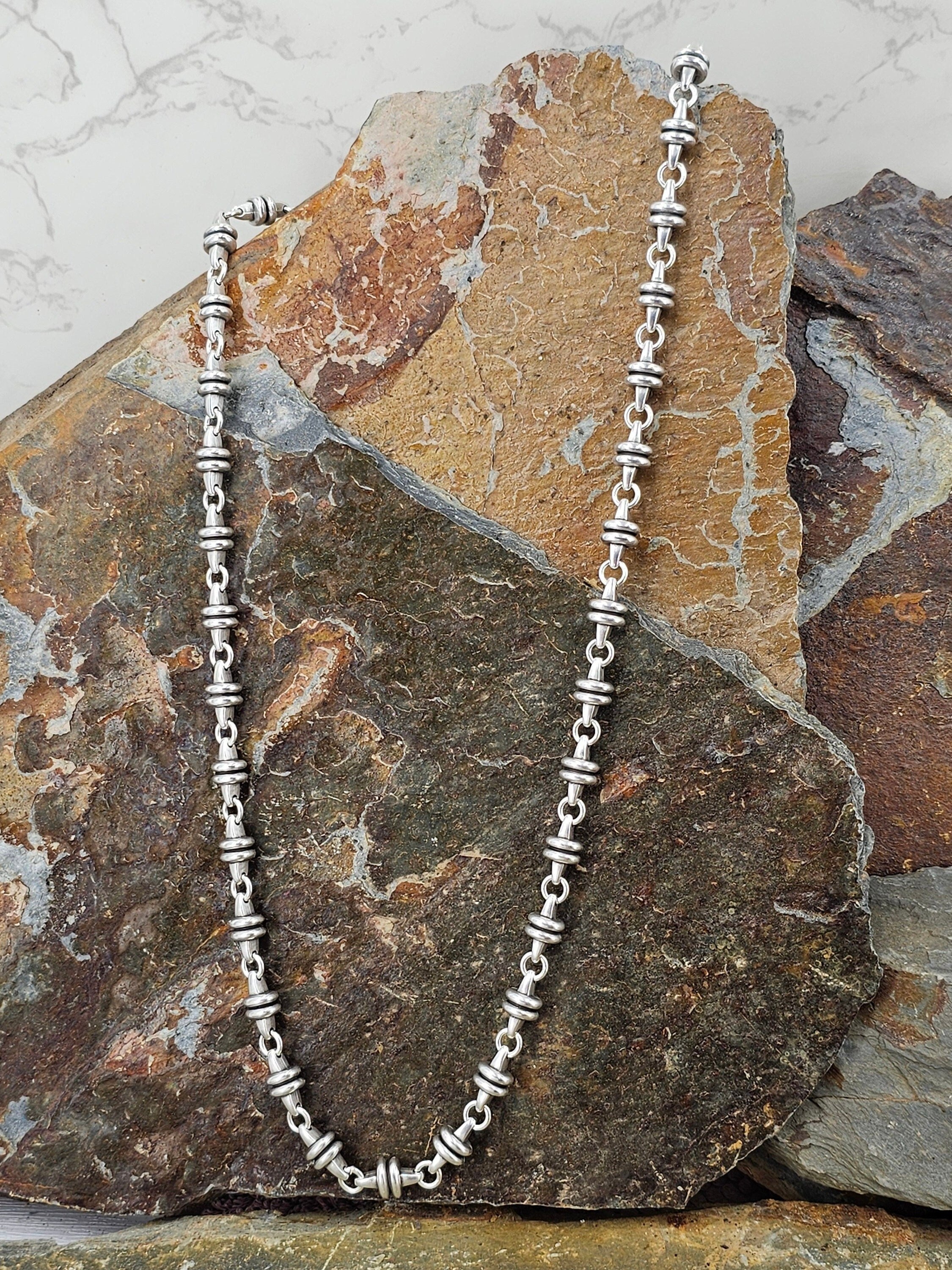 Original long silver chain men necklace, special chain men’s necklace, chunky silver necklace for men, gift for men, unique birthday present