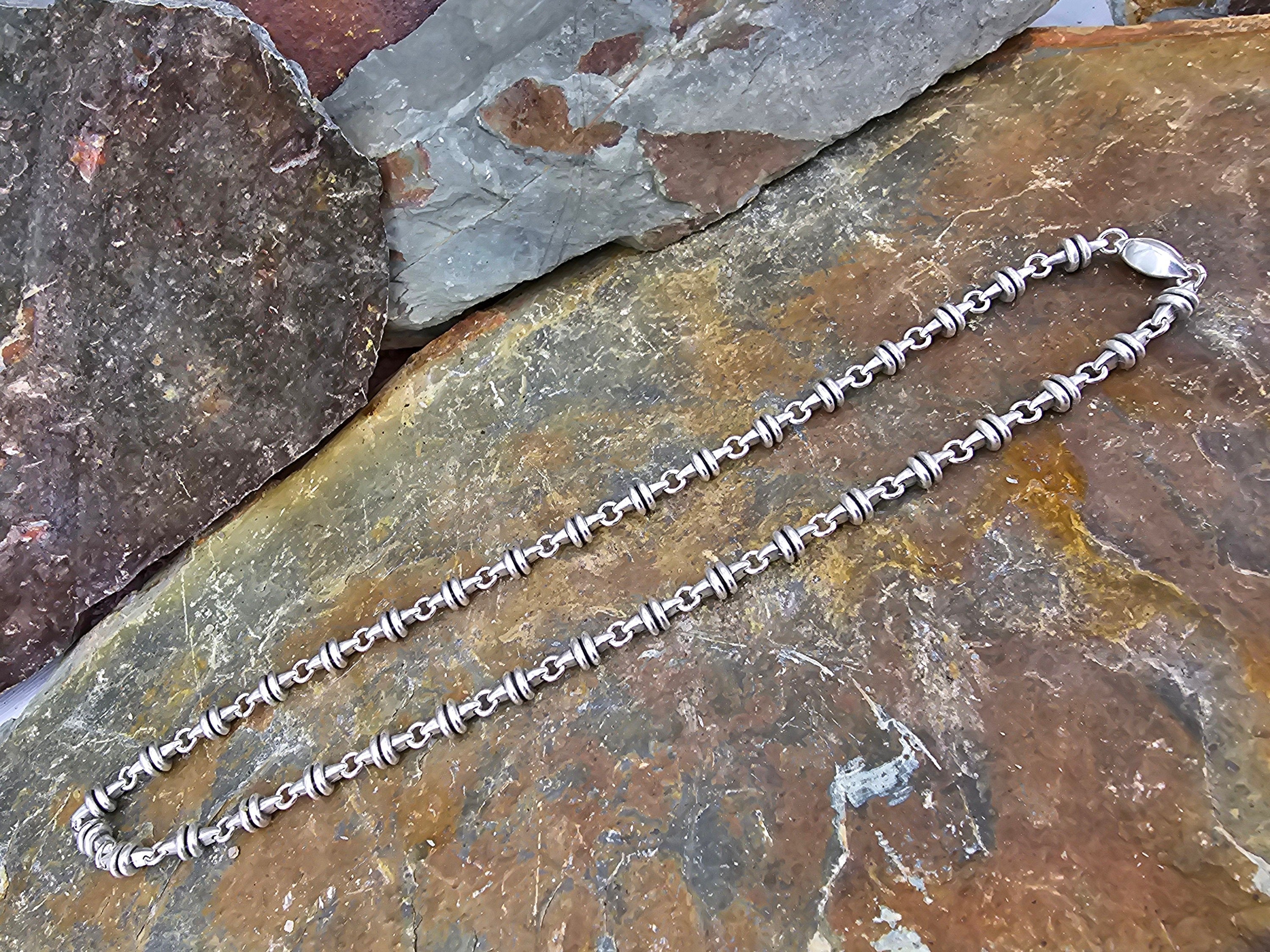 Original long silver chain men necklace, special chain men’s necklace, chunky silver necklace for men, gift for men, unique birthday present