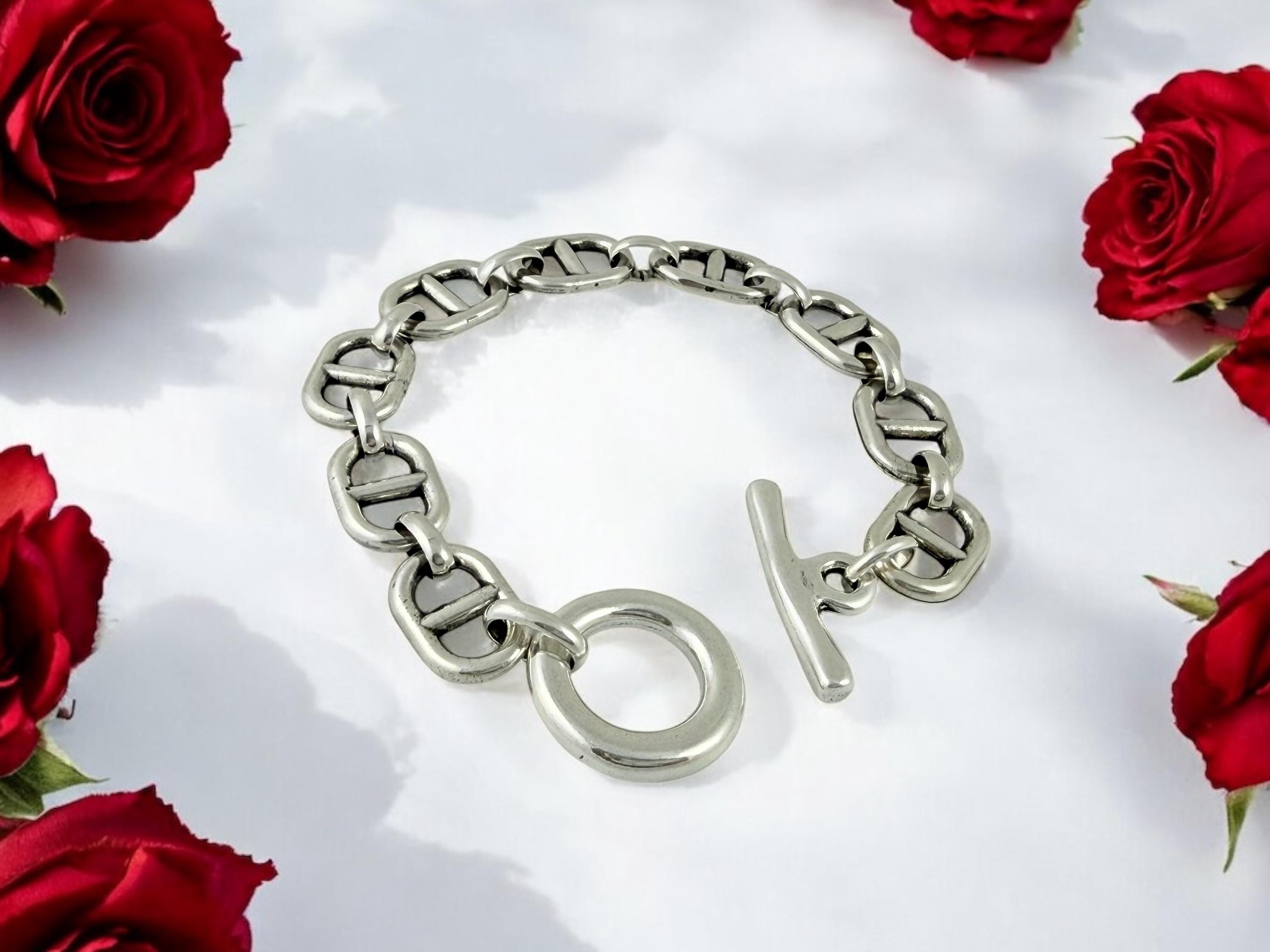 Chunky Silver Nauticak Chain Toggle clasp Bracelet, customized handmade jewelry