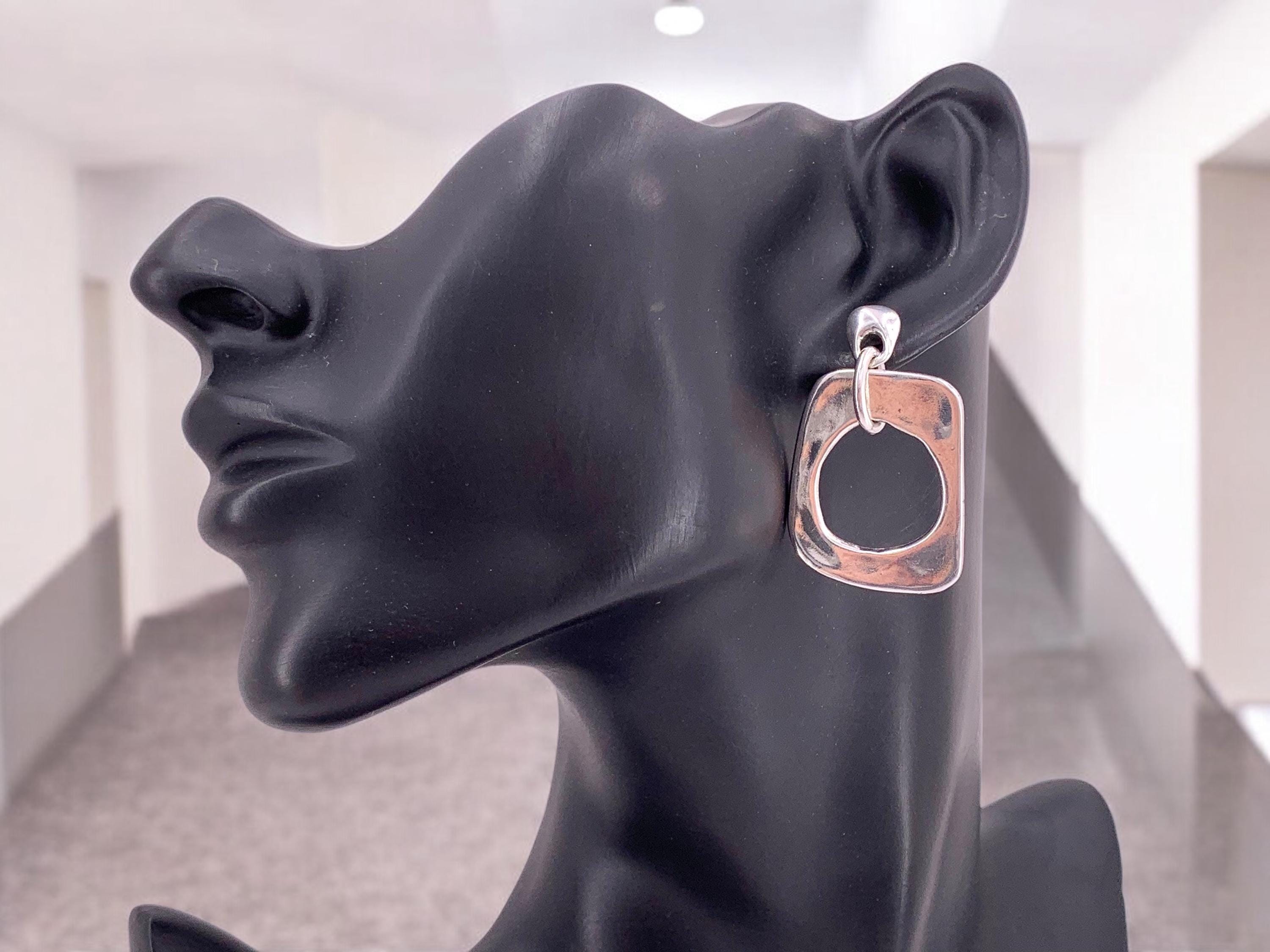 Statement voluminous dangle earrings, chunky silver earrings, bold dangle earrings, silver earrings, oversize earrings, gift for her