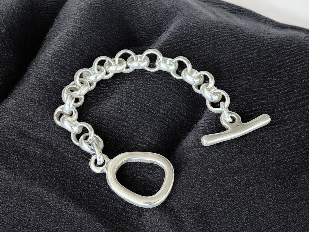 Chunky Silver Chain Bracelet with toggle clasp, Custom Fit jewelry