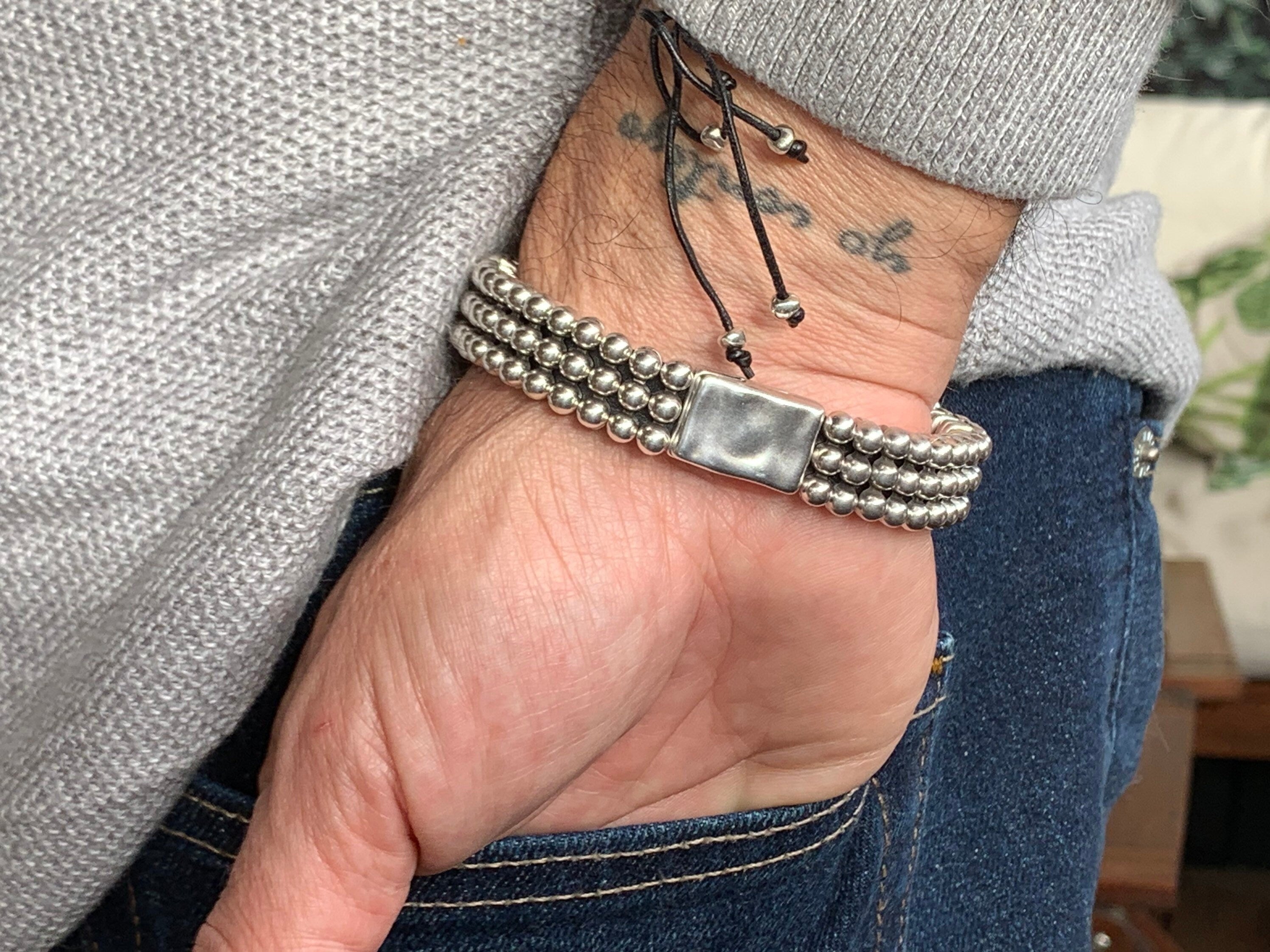 Chunky silver plated unisex industrial bracelet, modern design handmade cuff