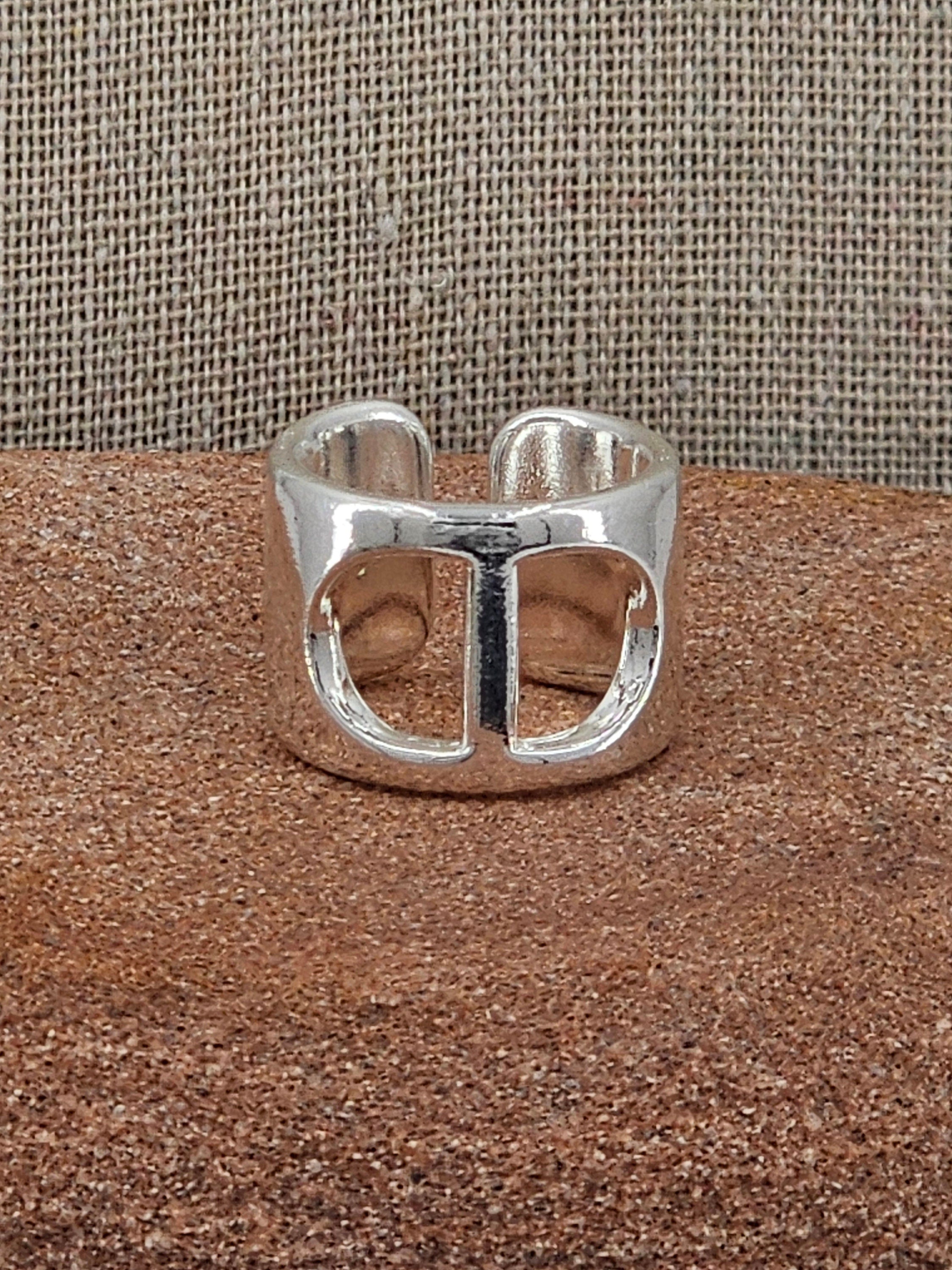 Chunky bold geometric ring silver plated unisex modern jewelry