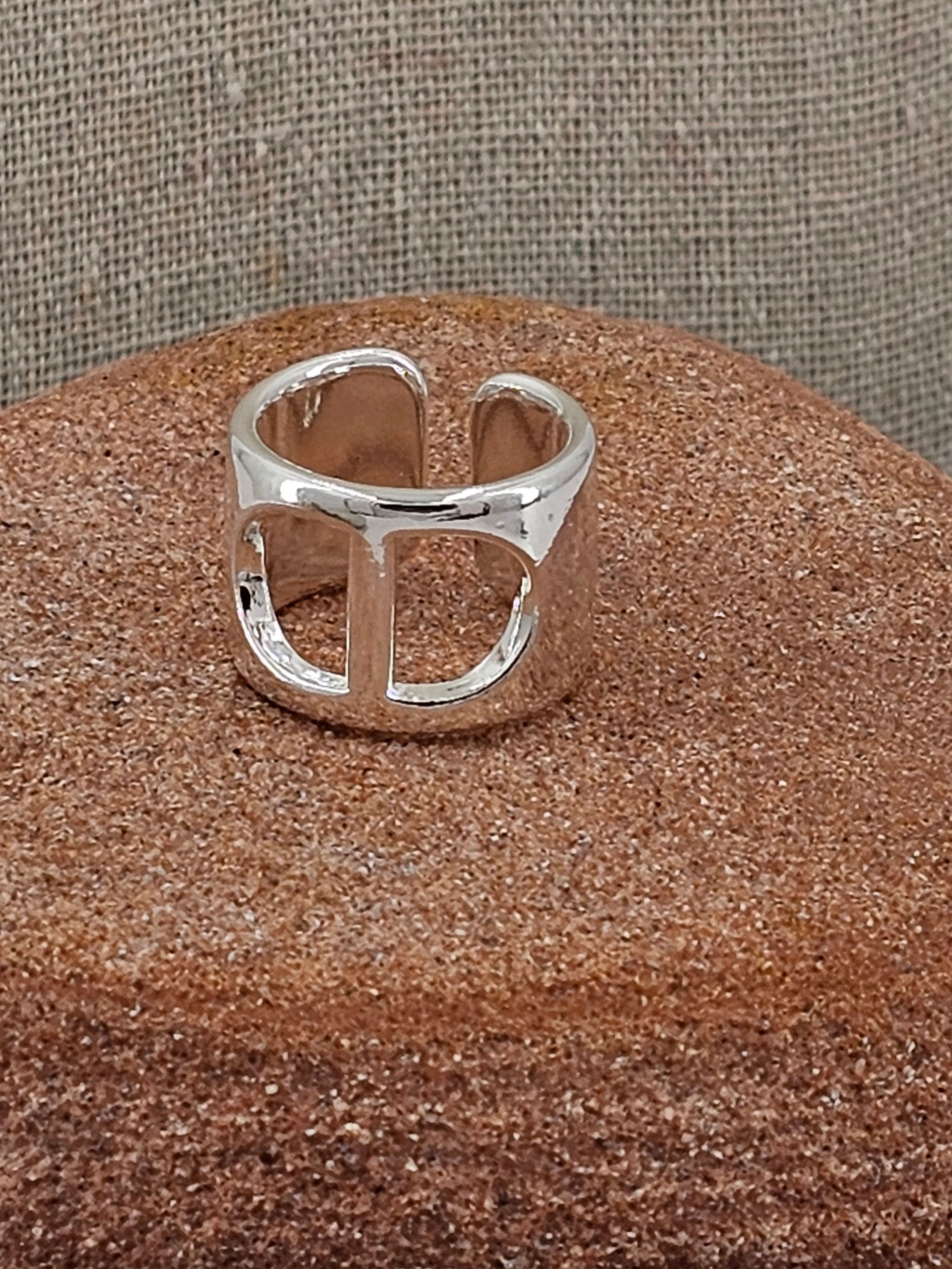 Chunky bold geometric ring silver plated unisex modern jewelry