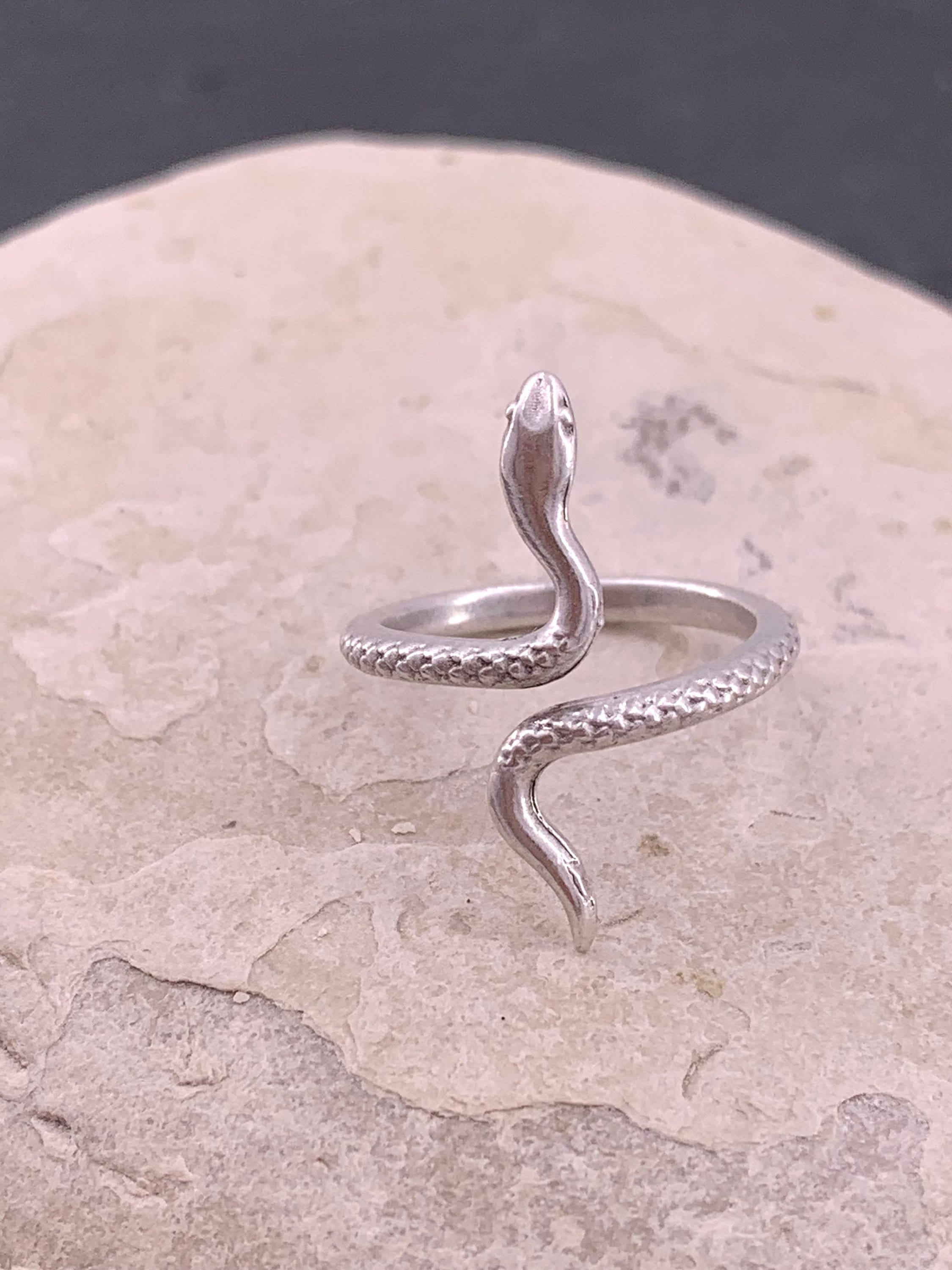 Snake Silver open adjustable ring, bohemian jewelry