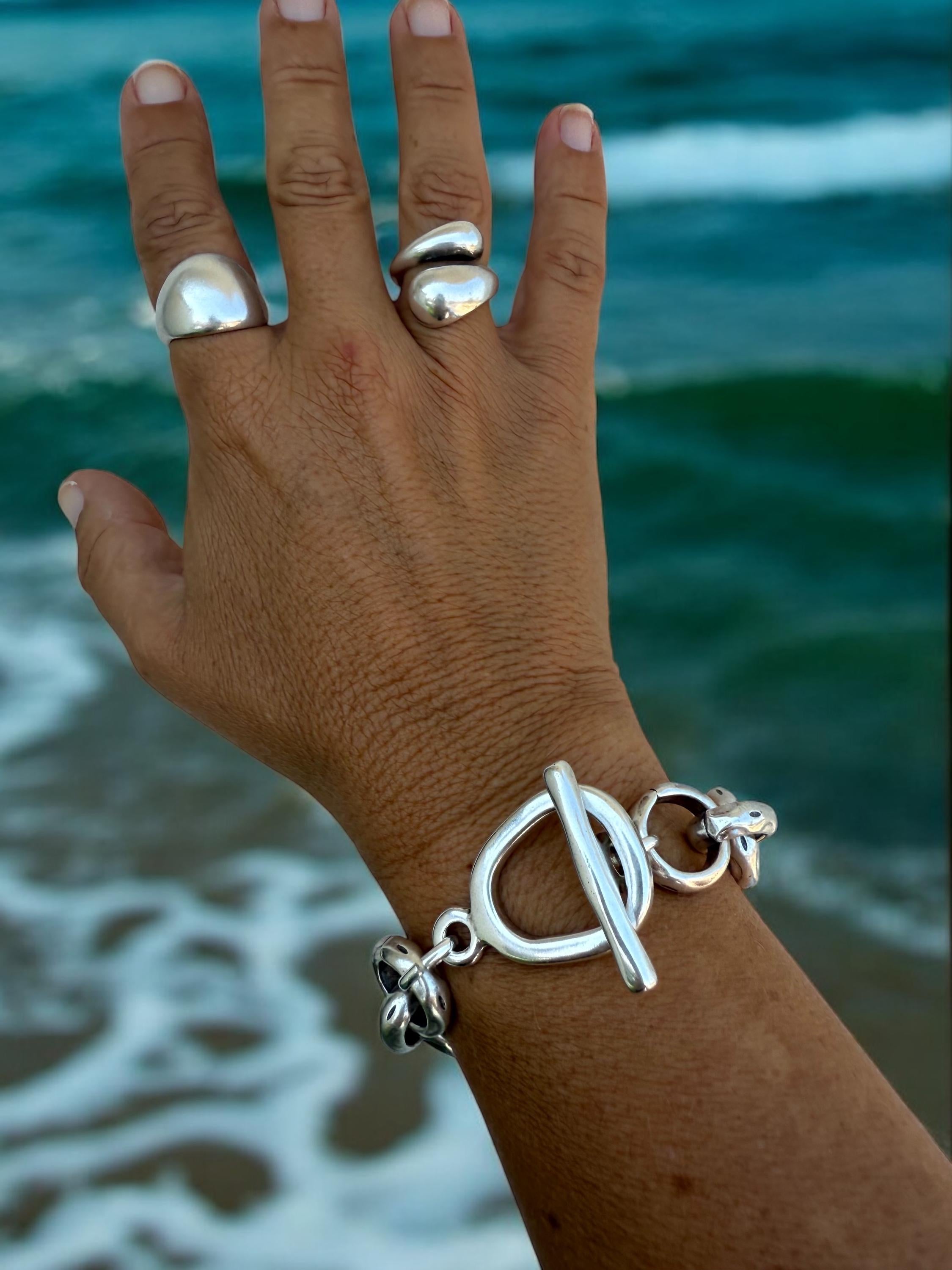 Chunky Silver Chain Bracelet with Toggle Clasp,  Heavyweight Statement handmade Jewelry