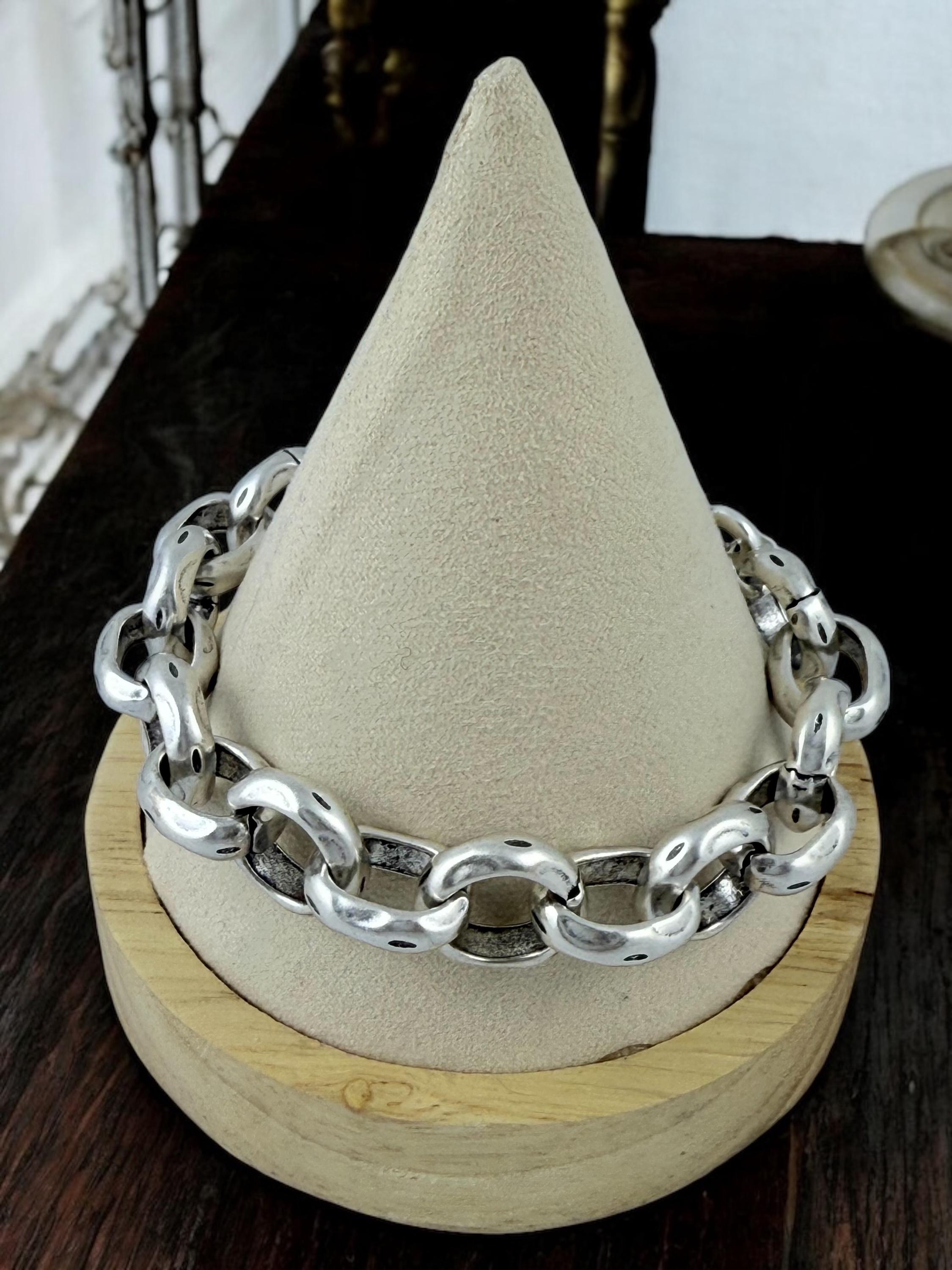 Chunky Silver Chain Bracelet with Toggle Clasp,  Heavyweight Statement handmade Jewelry