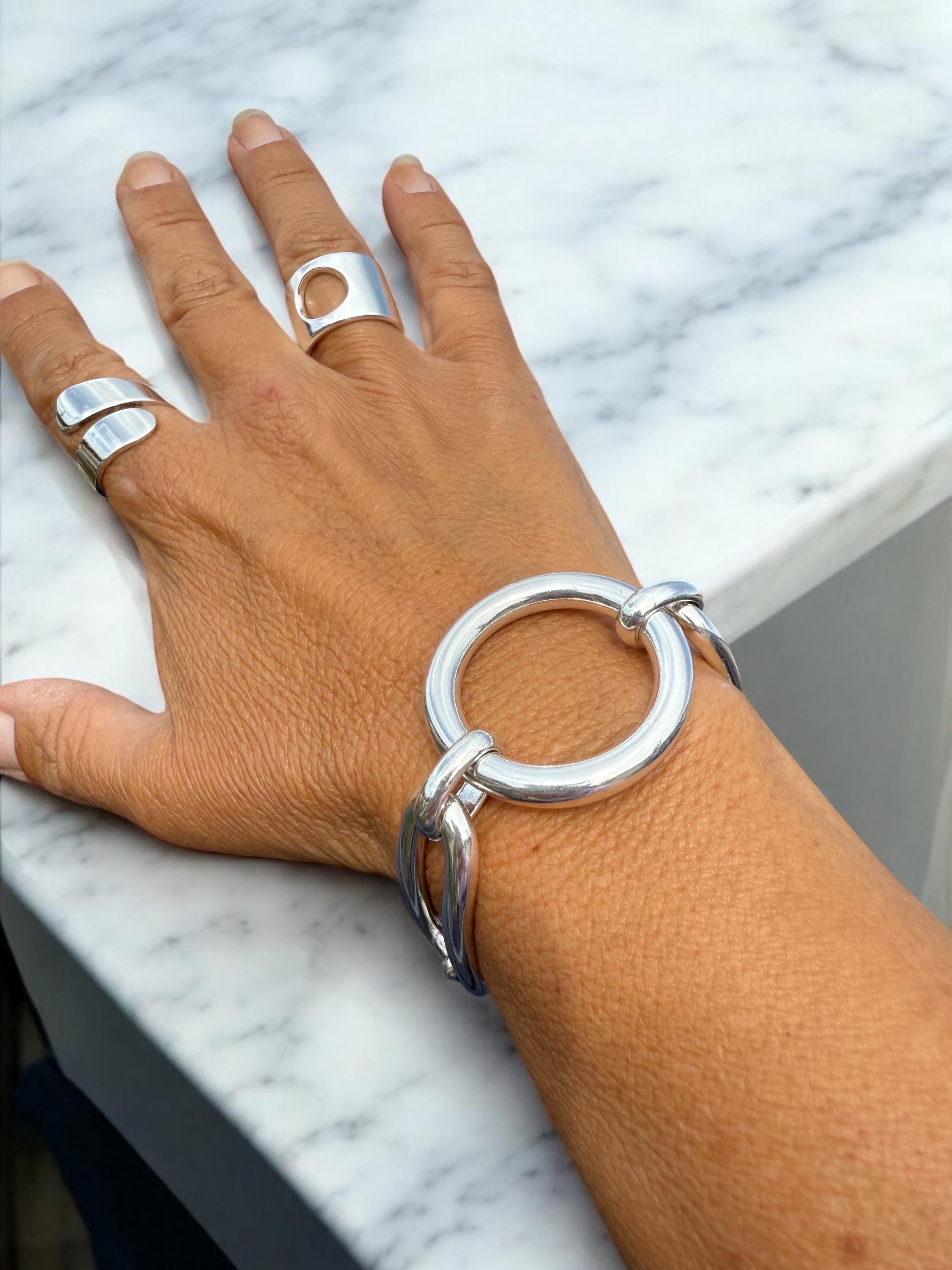 Chunky silver chain toggle bracelet, bold statement jewelry