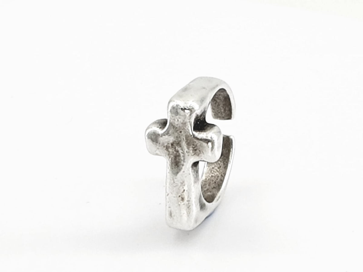 Chunky Silver Plated organic Gothic cross ring, punk jewelry