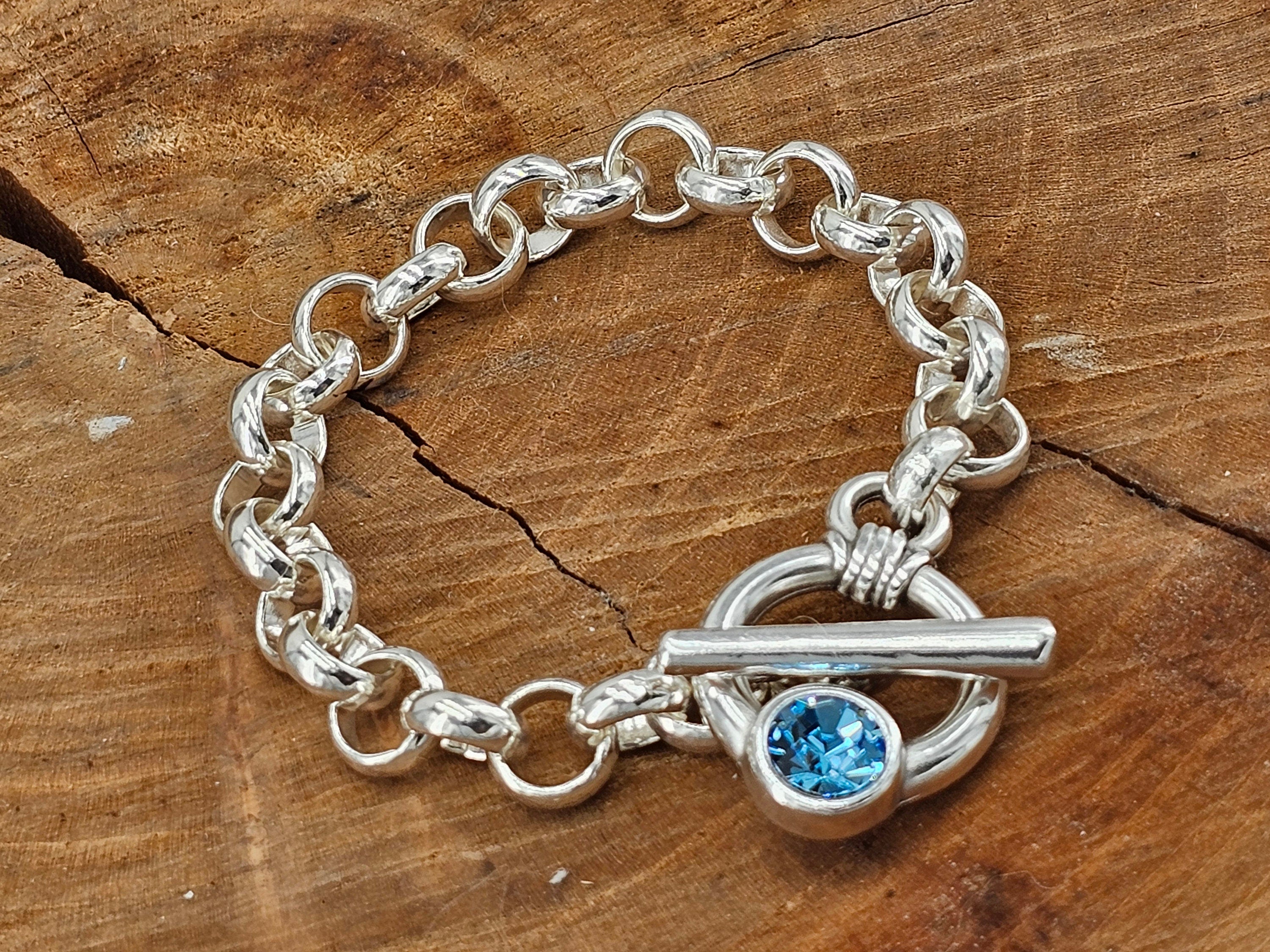 Atisian silver plated chunky bracelet with toggle clasp and Swarovski accent