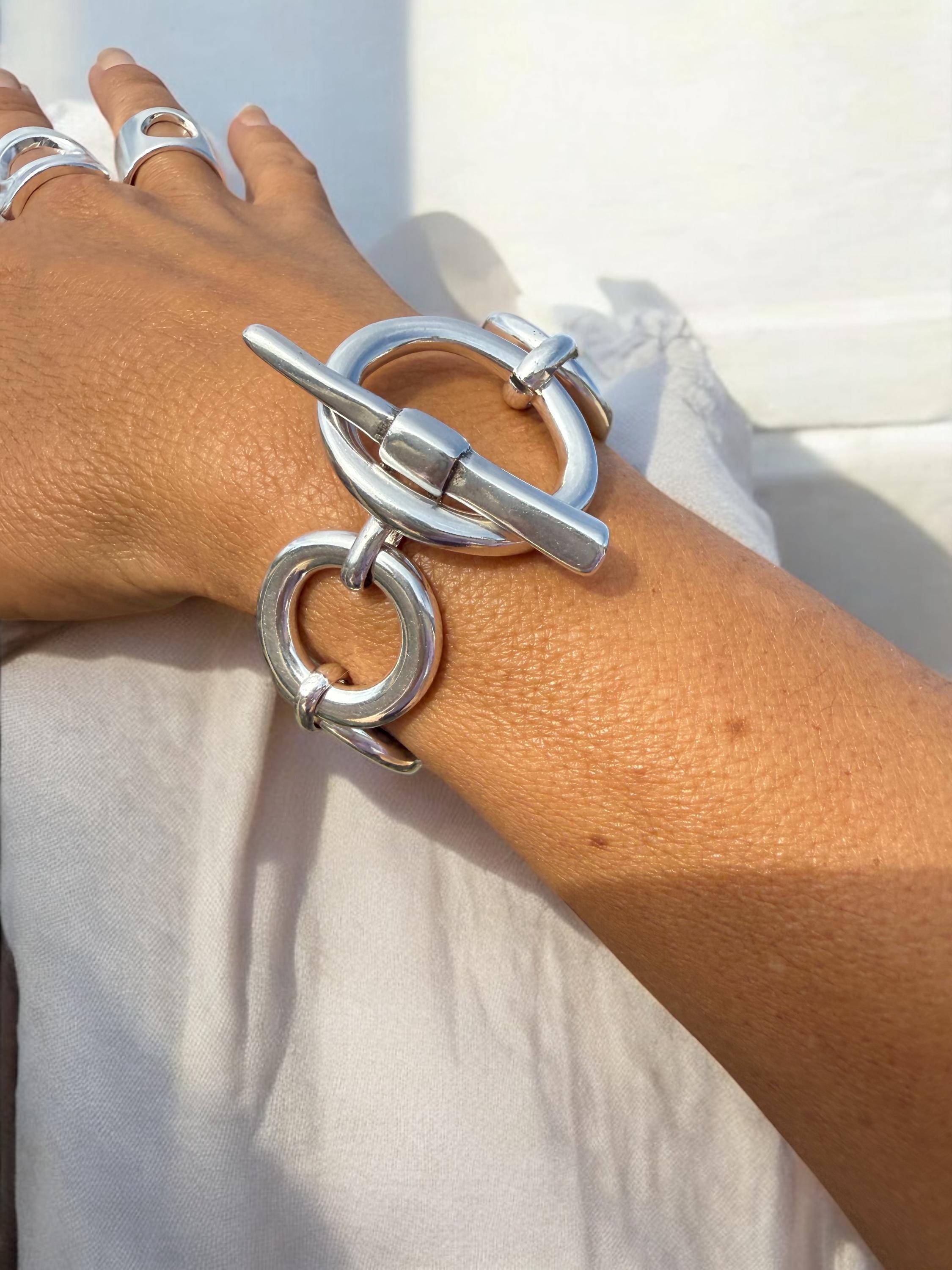 Chunky silver  bracelet, toggle bracelet, thick chain bracelet, bold bracelet, solid chain bracelet, heavyweight bracelet,