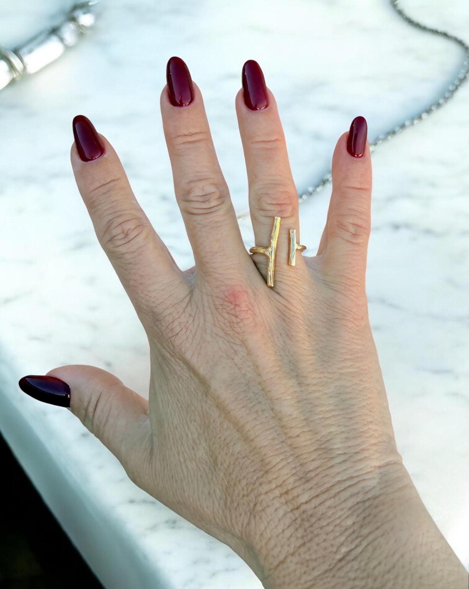 Dainty parallels bars adjustable boho ring in silver pr gold plated finish