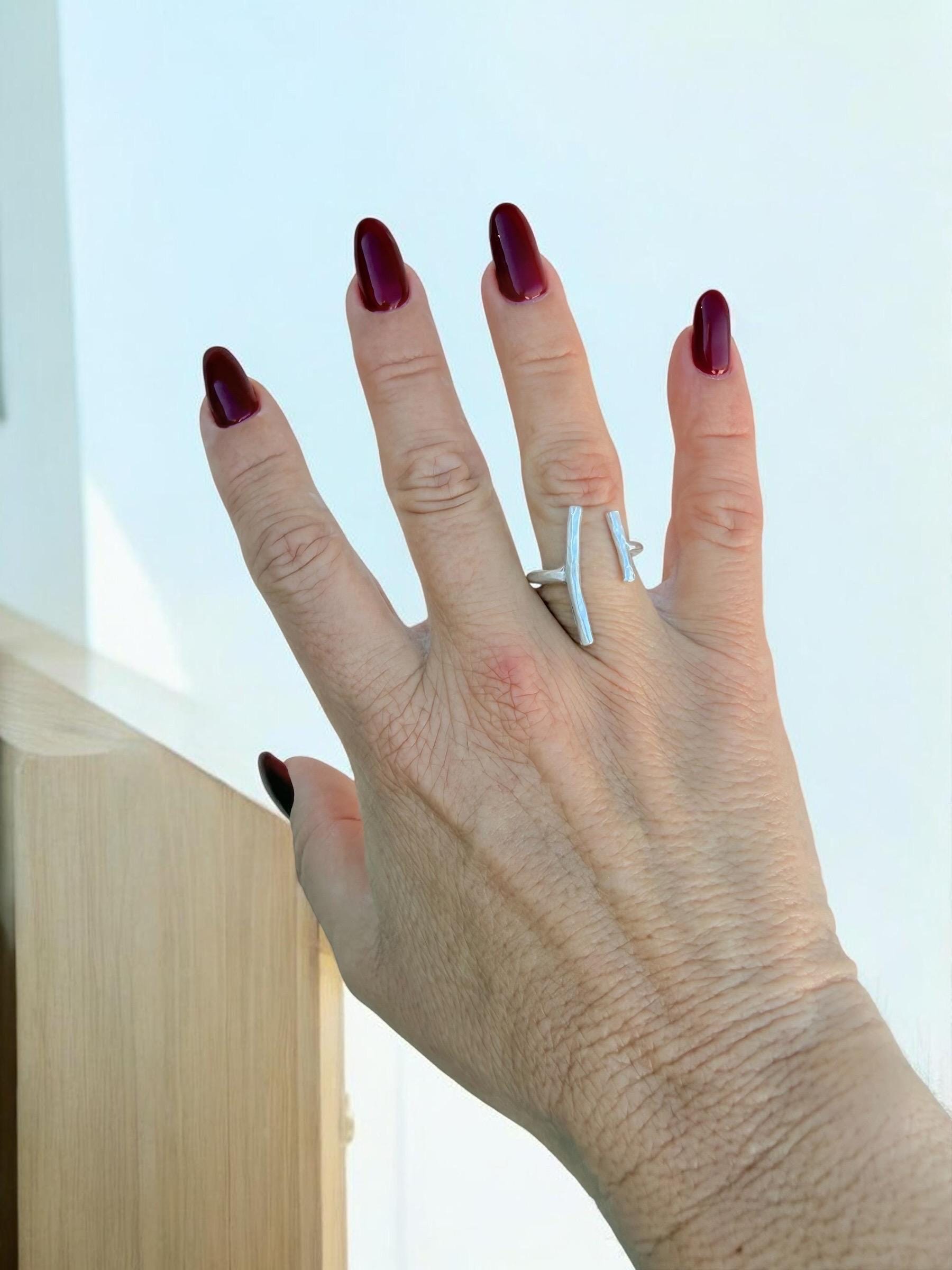 Dainty parallels bars adjustable boho ring in silver pr gold plated finish