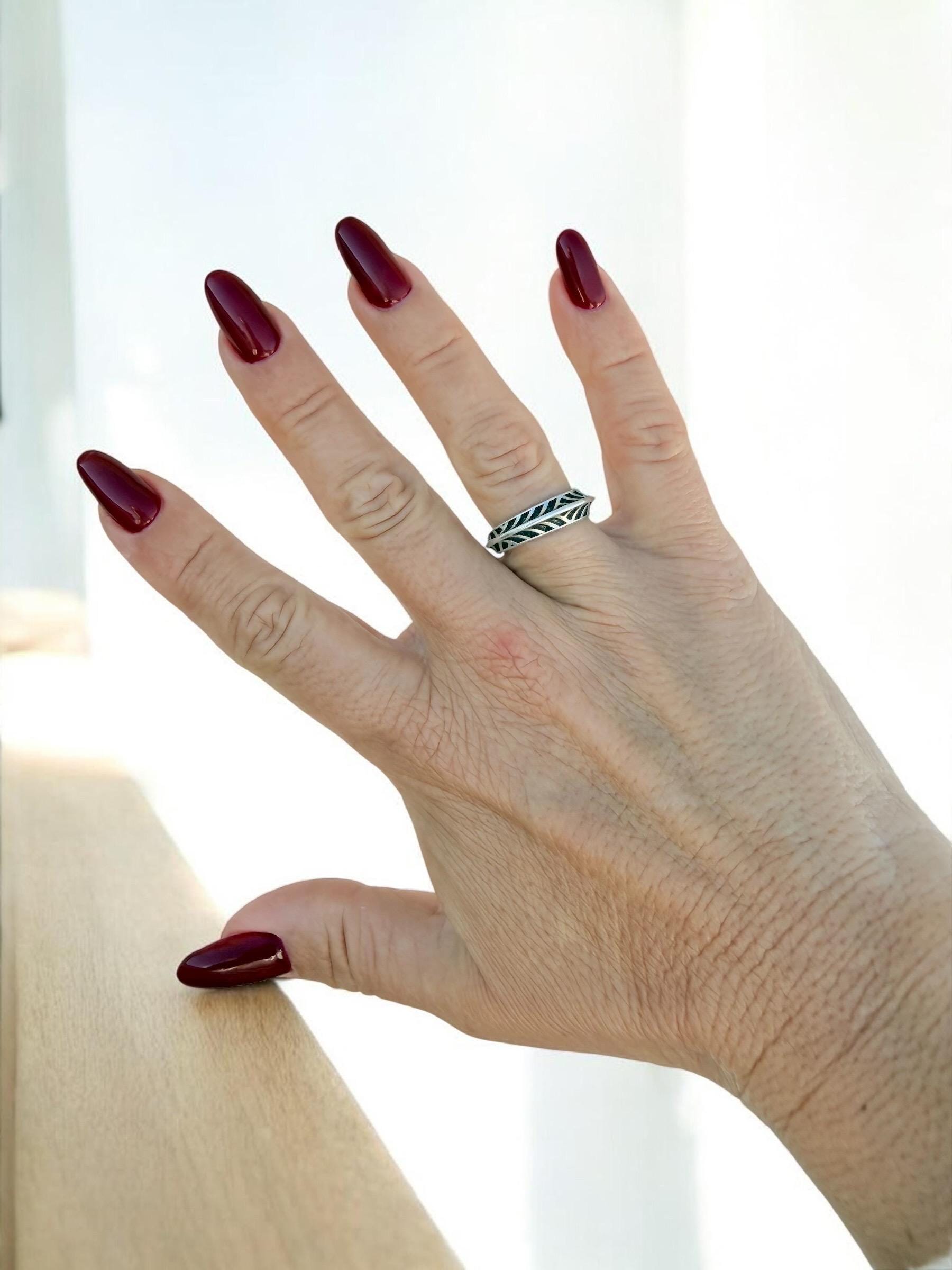 Bohemian engraved antique Silver finished ring