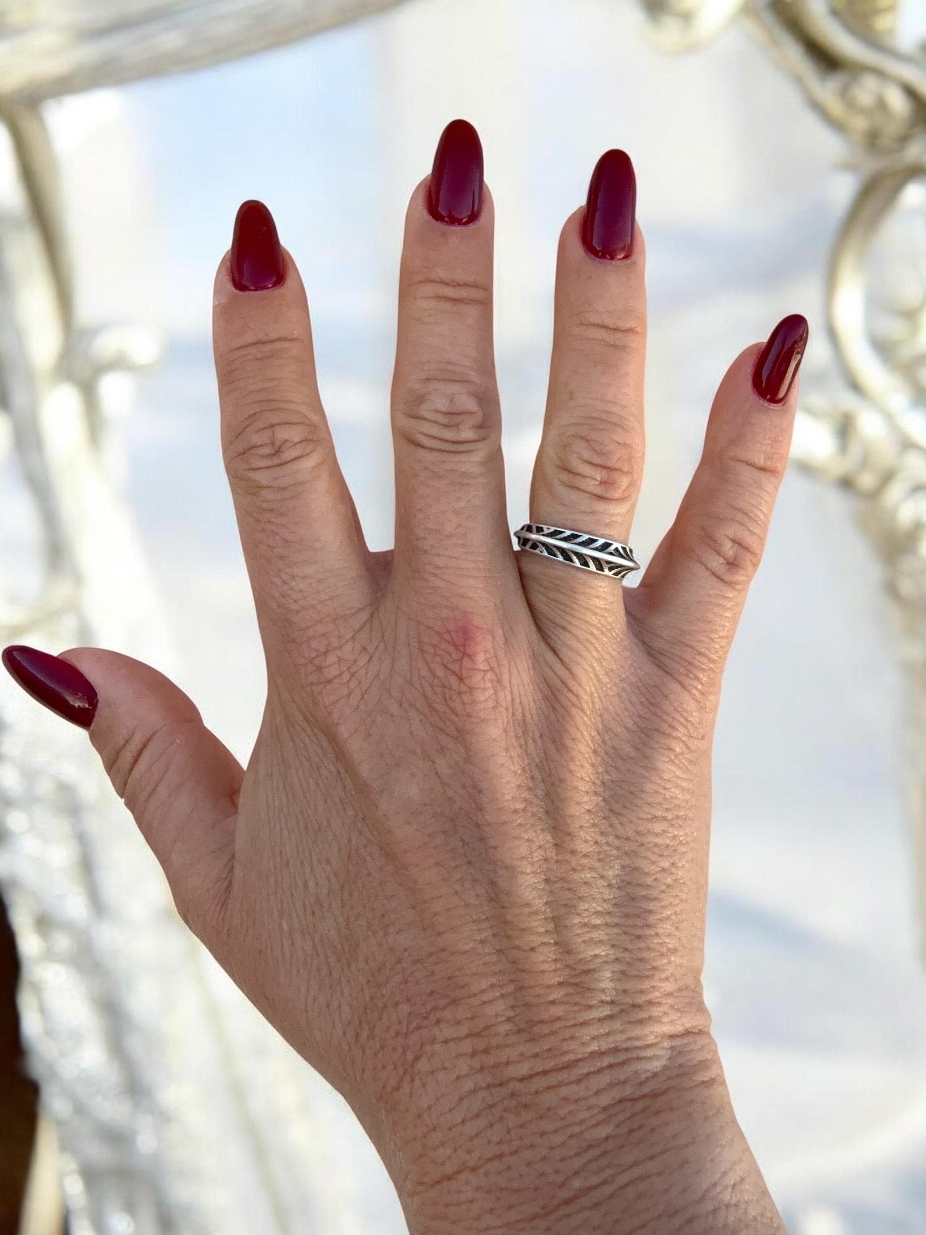 Bohemian engraved antique Silver finished ring