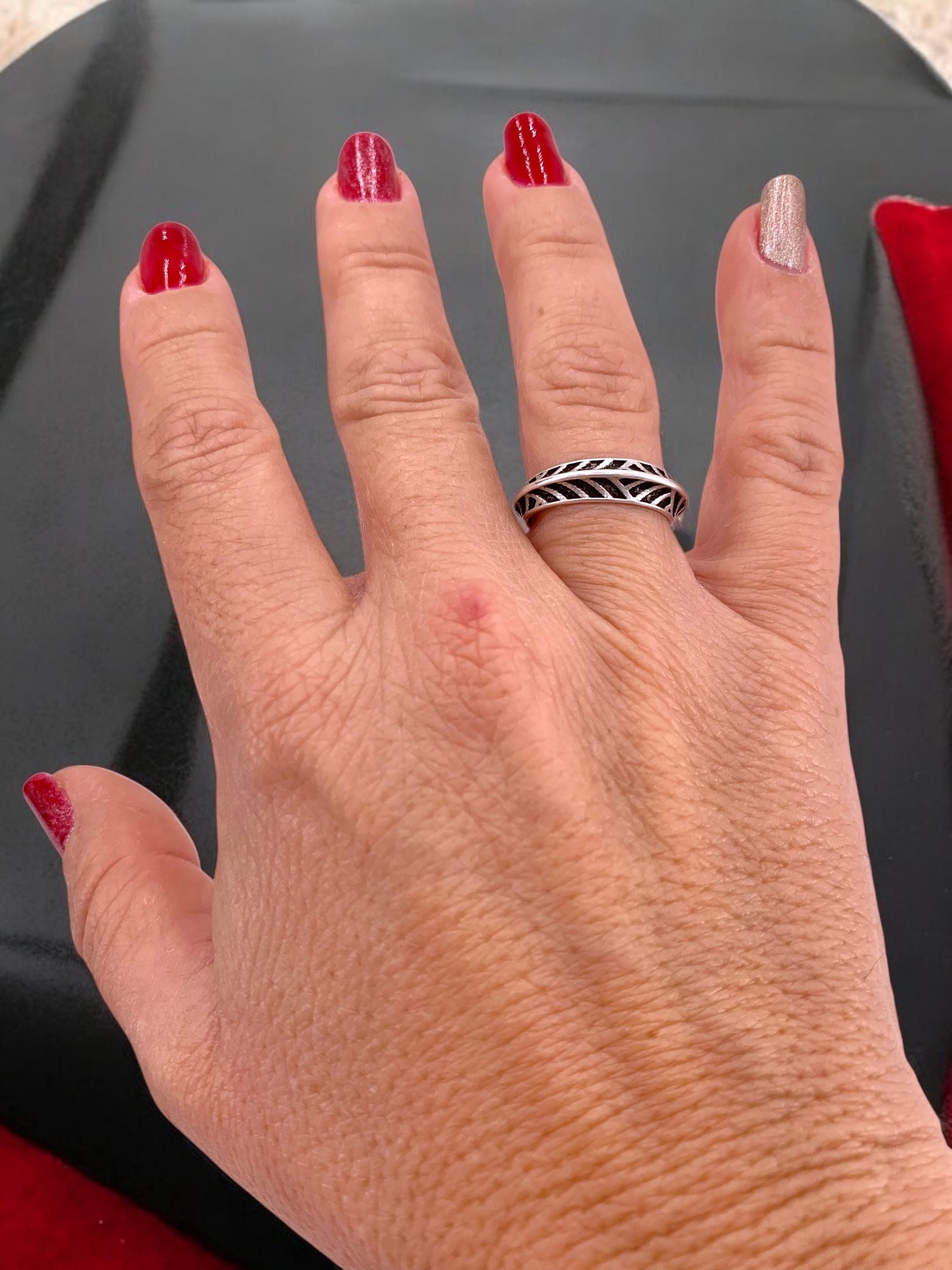 Bohemian engraved antique Silver finished ring