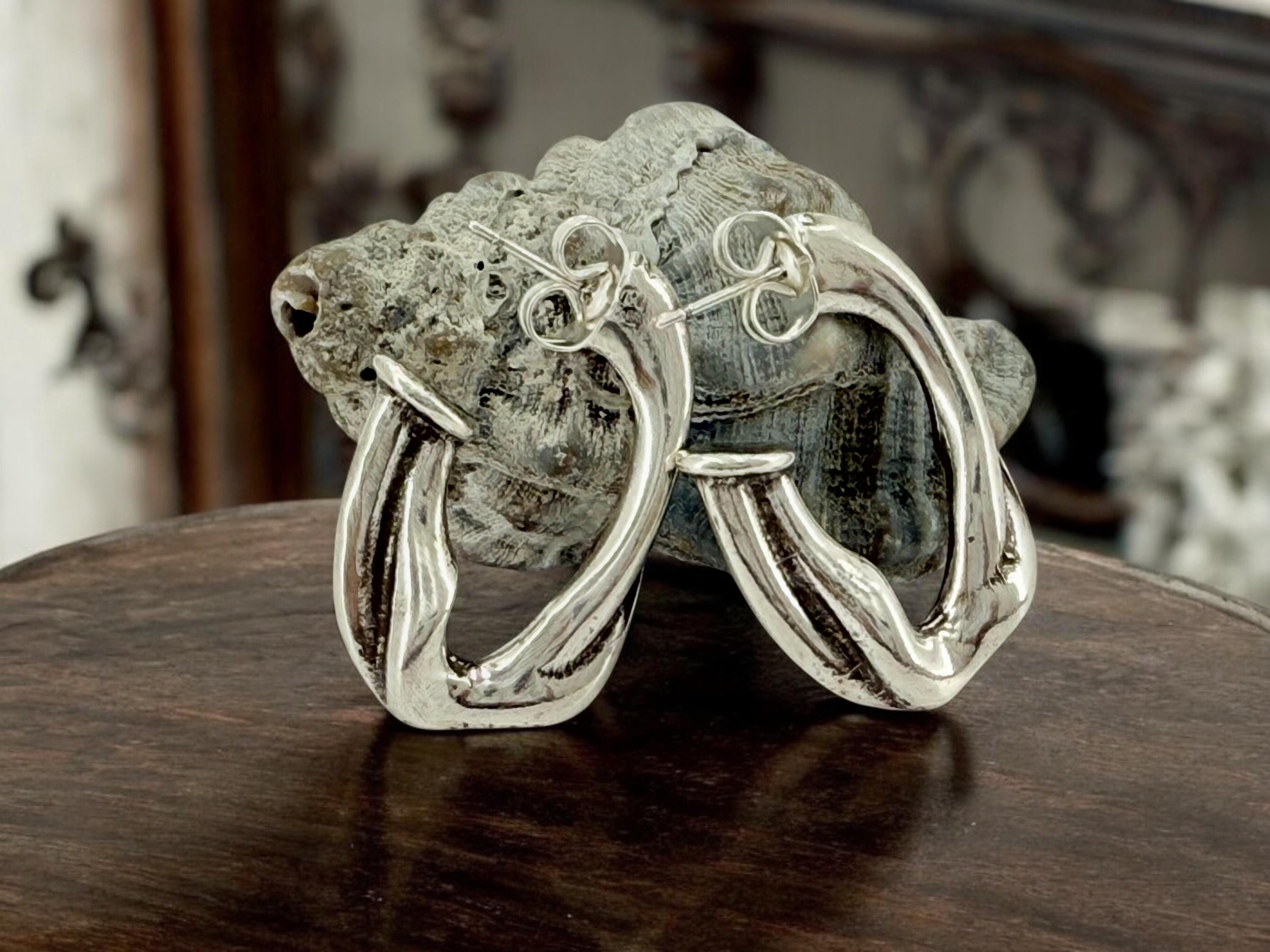 Chunky Hammered Silver Hoop Earrings, Bold Engraved Hoops, urban rock jewelry
