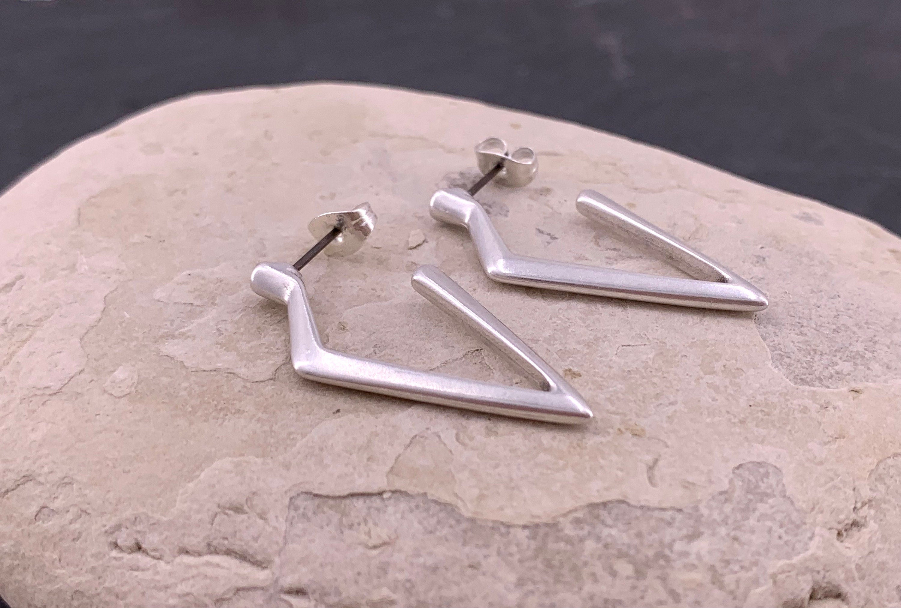 Handmade Sterling Silver Plated Geometric Dangle Earrings, Hypoallergenic EU Made