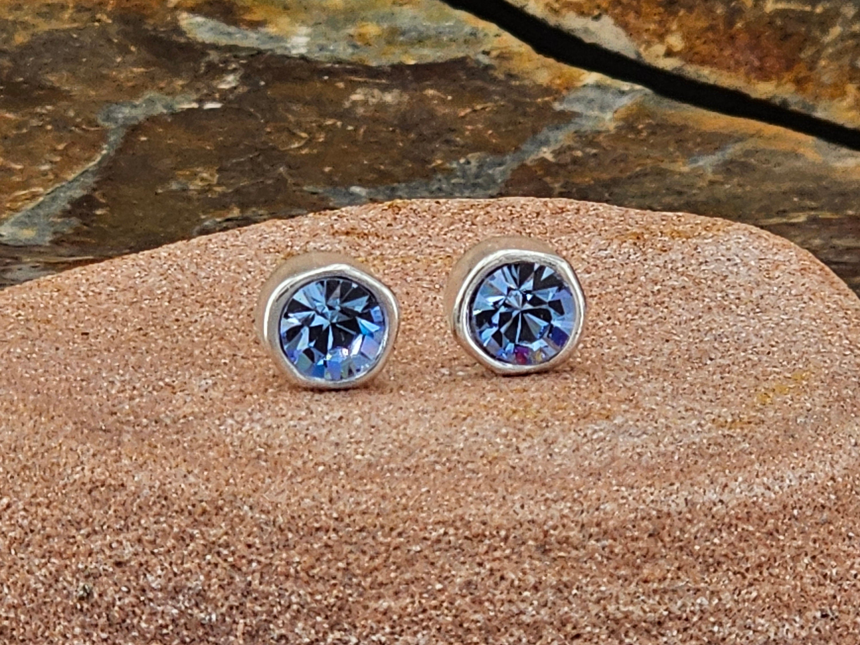 Swarovsky crystal earrings, sparkling silver studs, customized jewelry