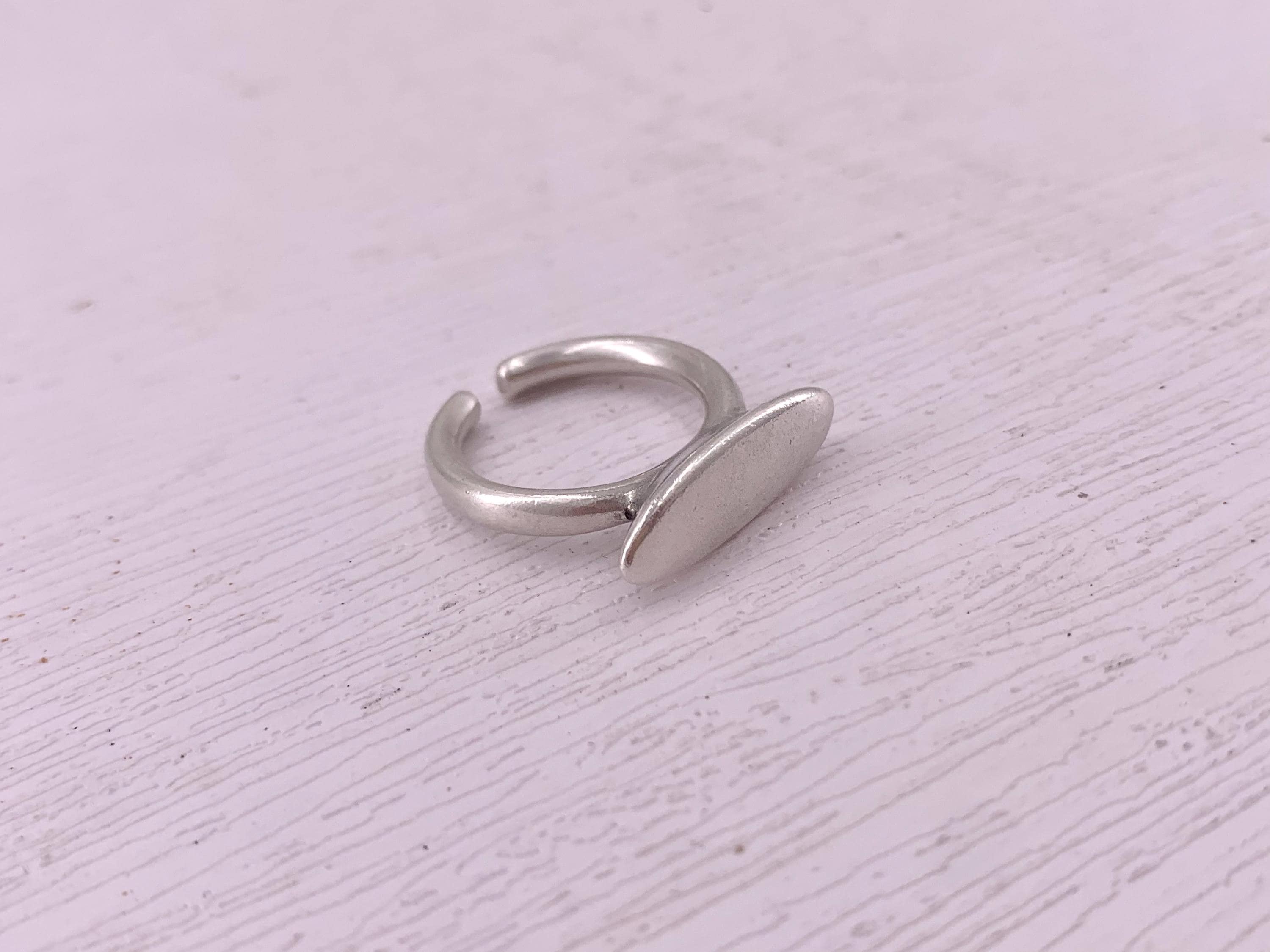 Chunky silver plated Oval Dome ring, bold rock style jewelry