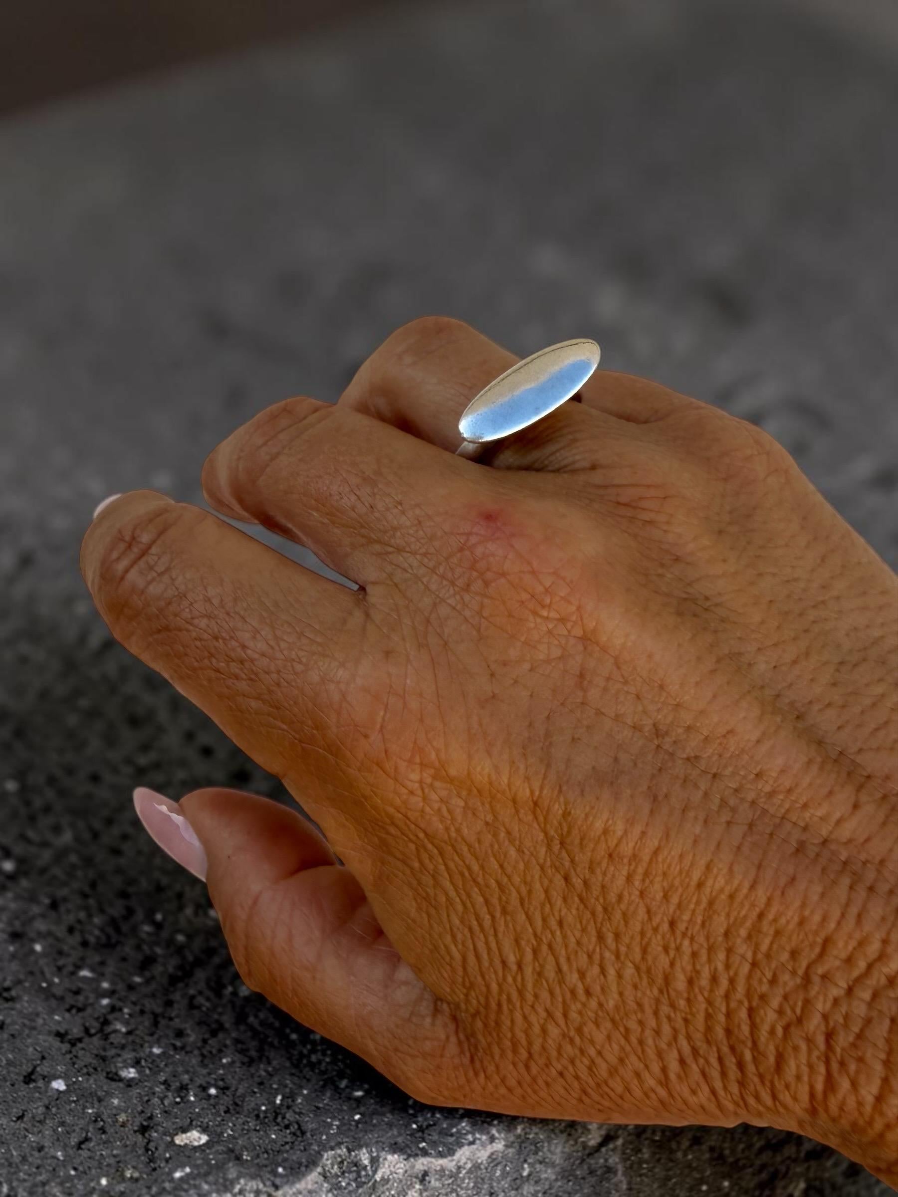 Chunky silver plated Oval Dome ring, bold rock style jewelry