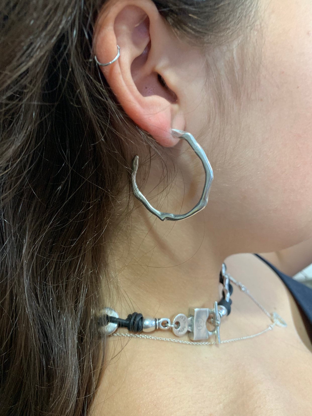 Large Organic Hammered Hoop Earrings, 24k Gold or Silver Plating, Surgical Steel Posts