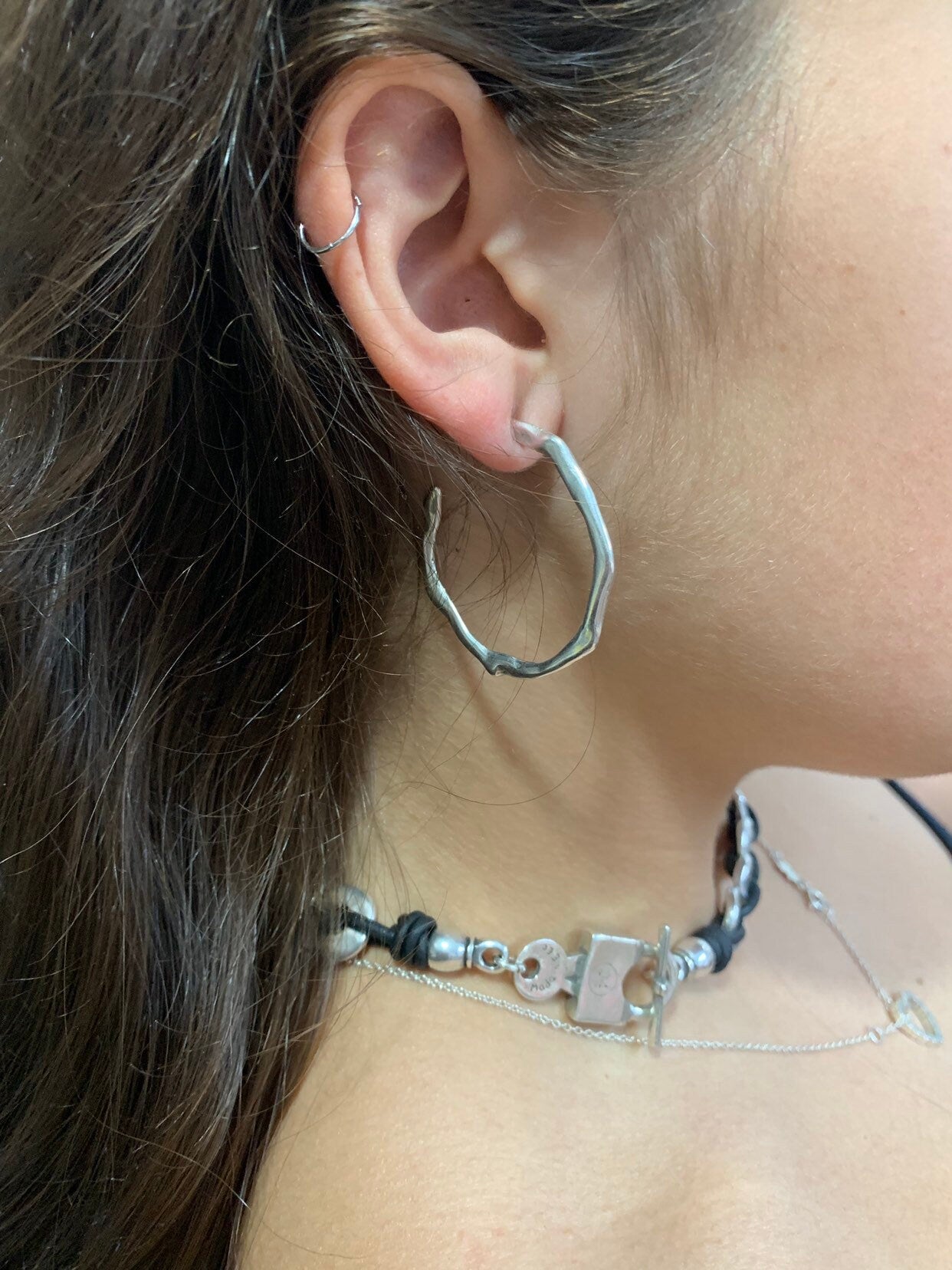 Large Organic Hammered Hoop Earrings, 24k Gold or Silver Plating, Surgical Steel Posts