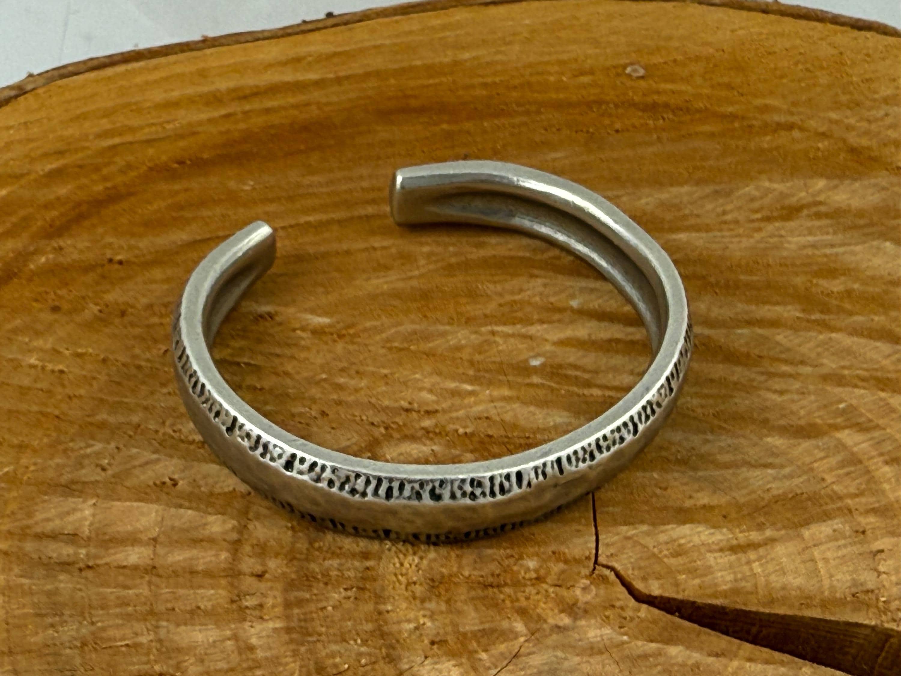Adjustable Silver-Plated Brass Cuff – Unisex Handmade bold Bracelet - open bangle