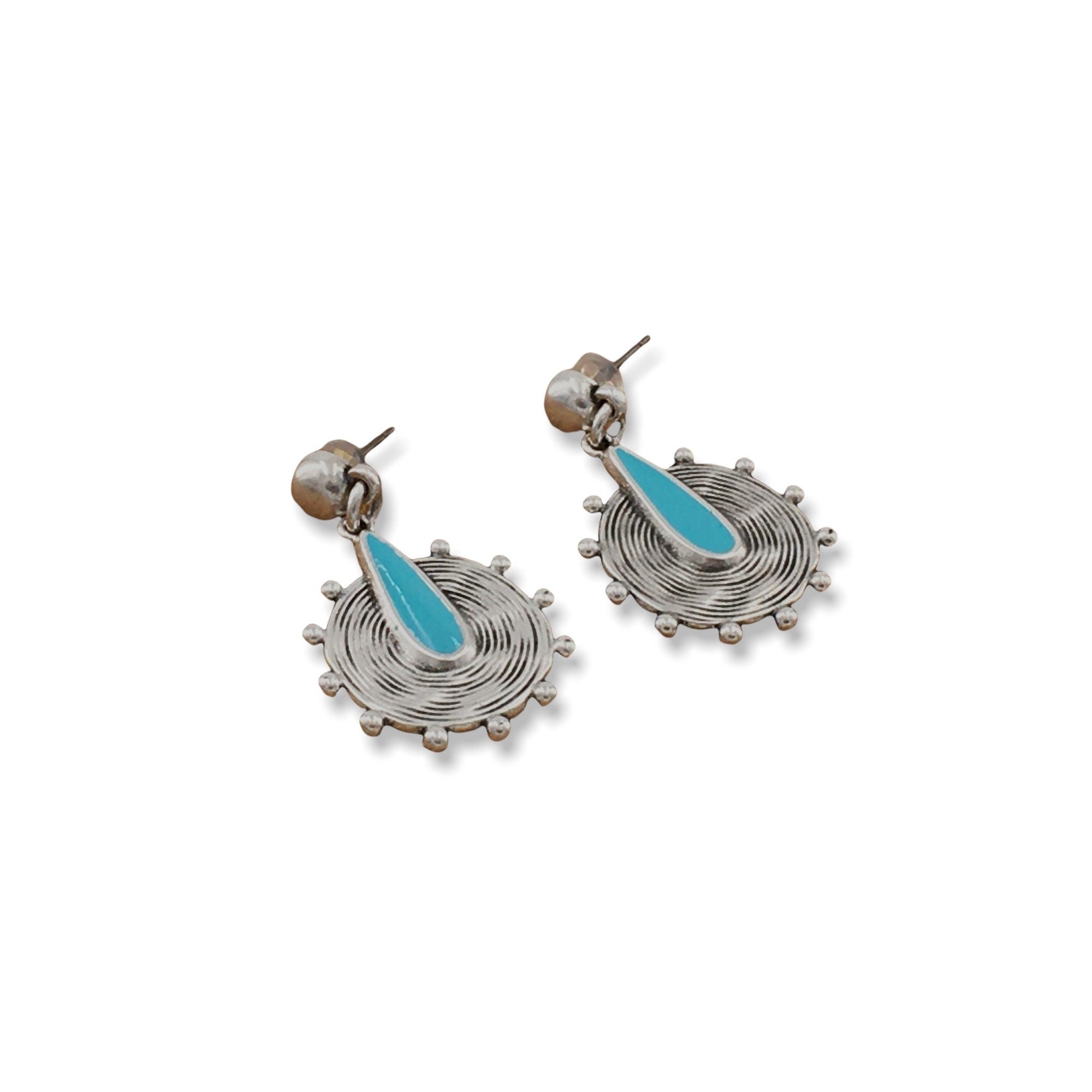Bohemian Turkish silver dropped engraved earring