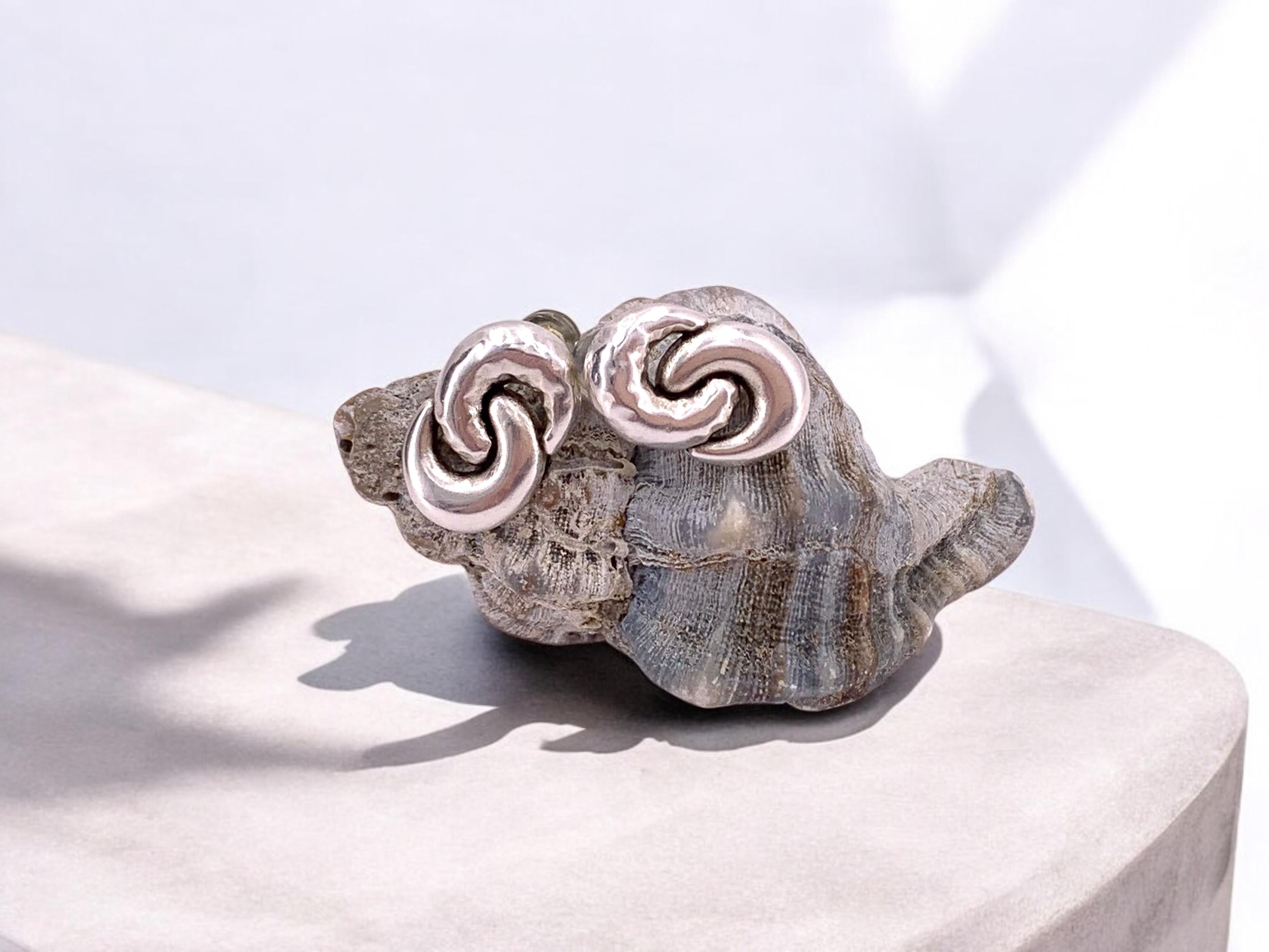 Silver Plated Infinity Stud Earrings, Chunky Dome Design