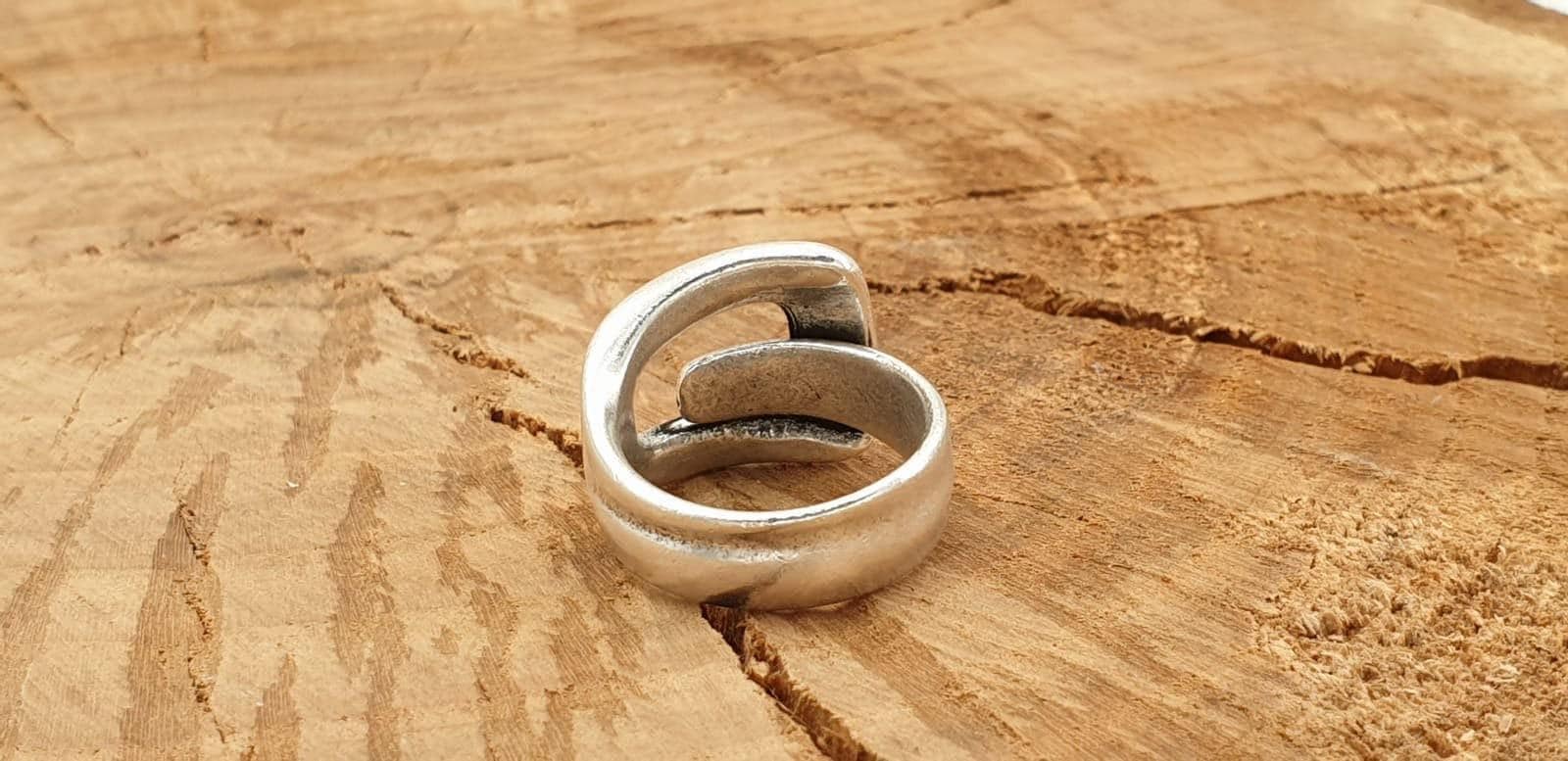 Bold, chunky, silver adjustable ring—perfect for birthdays. statement jewelry, a stylish silver gift for a friend or mom. on trend