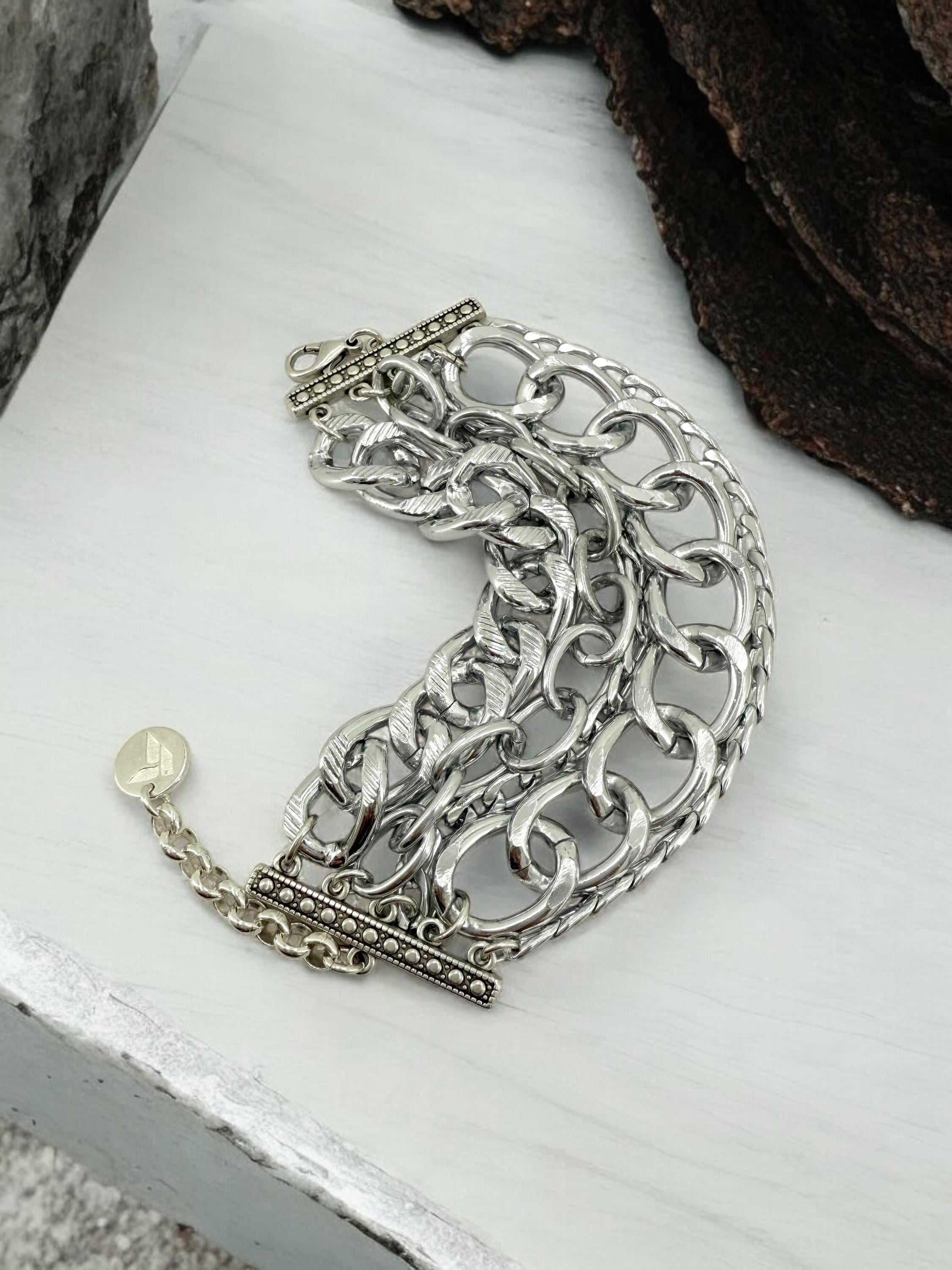 Multi standard chunky silver chain bracelet, vintage big link bracelet, lightweight chain bracelet, thick bracelet, extravagant bracelet,