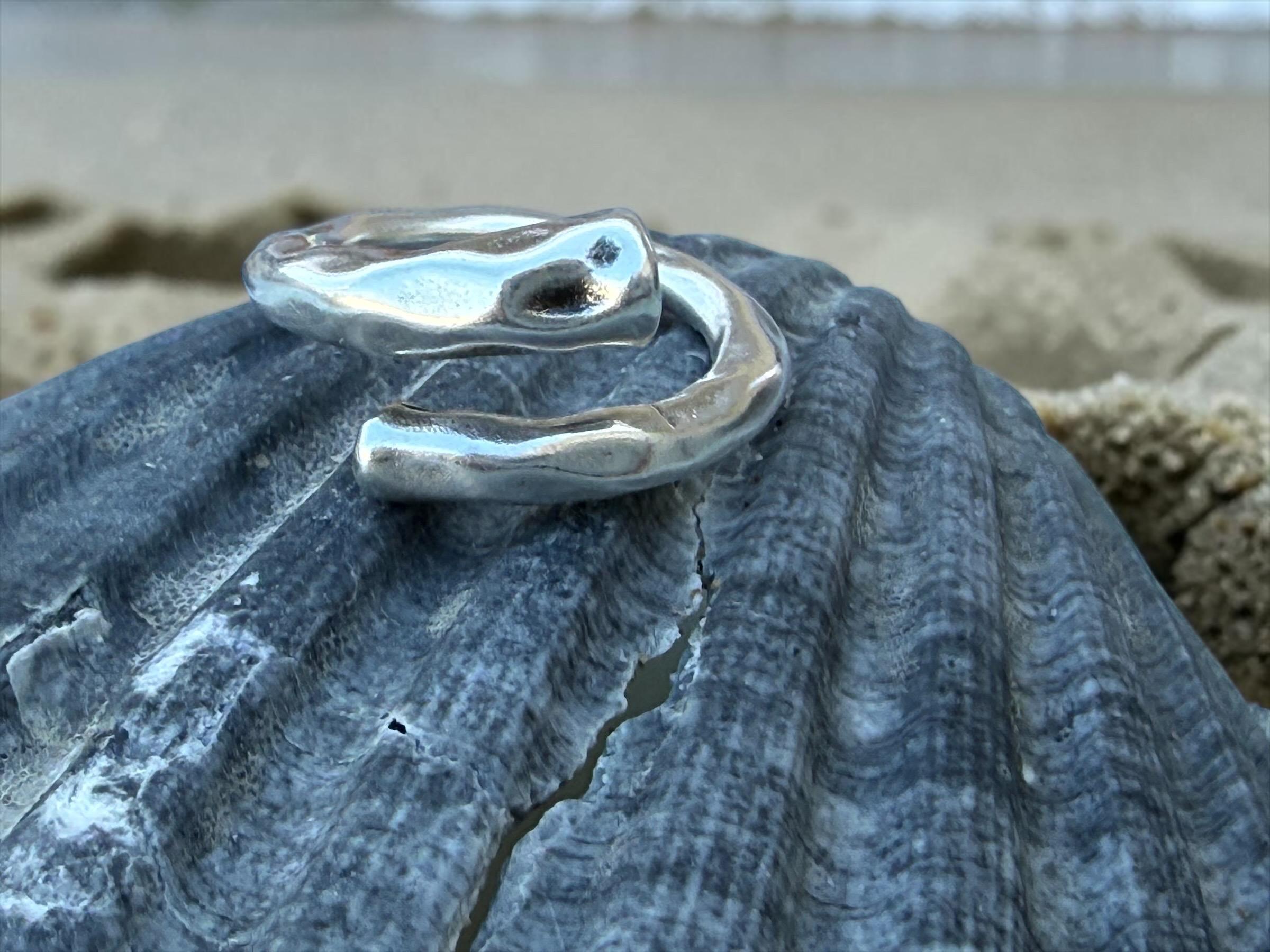 Wrap hammered open chunky silver ring, bold design, rock style jewelry
