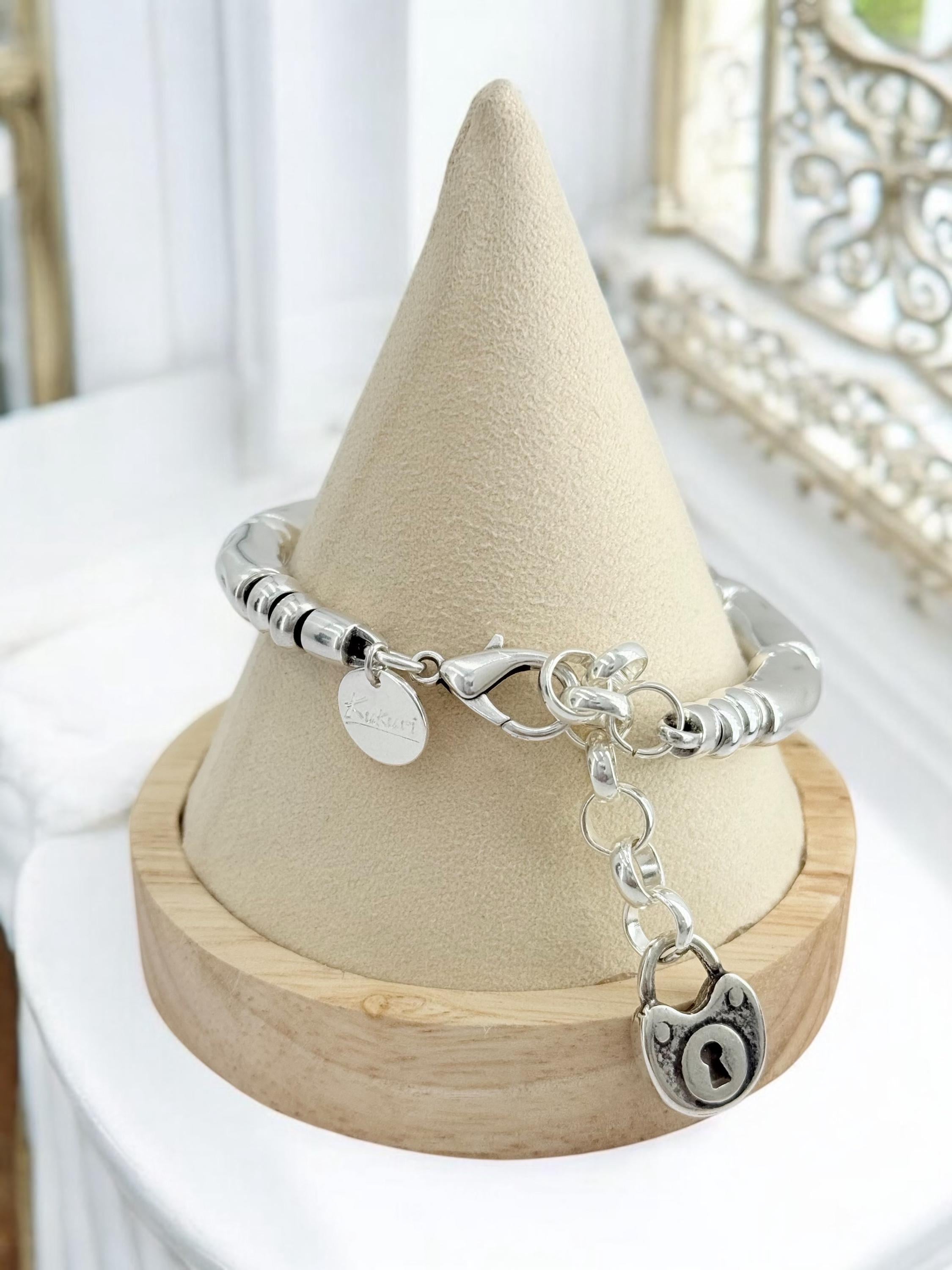 Silver thick tube chunky bracelet, bold adjustable  cuff, sculptural design