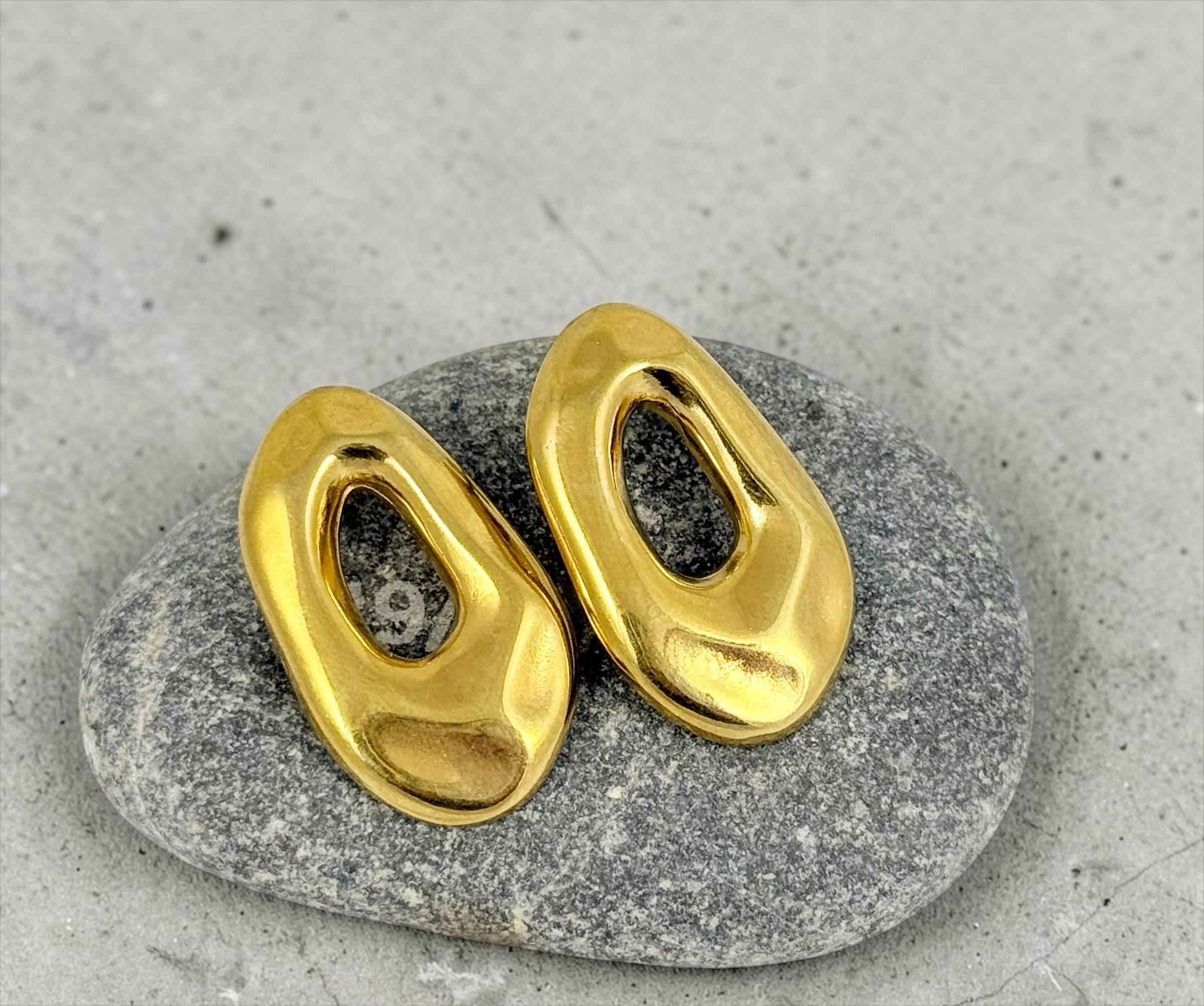 Gold plated organic shape earrings modern sculptural lightweight earrings