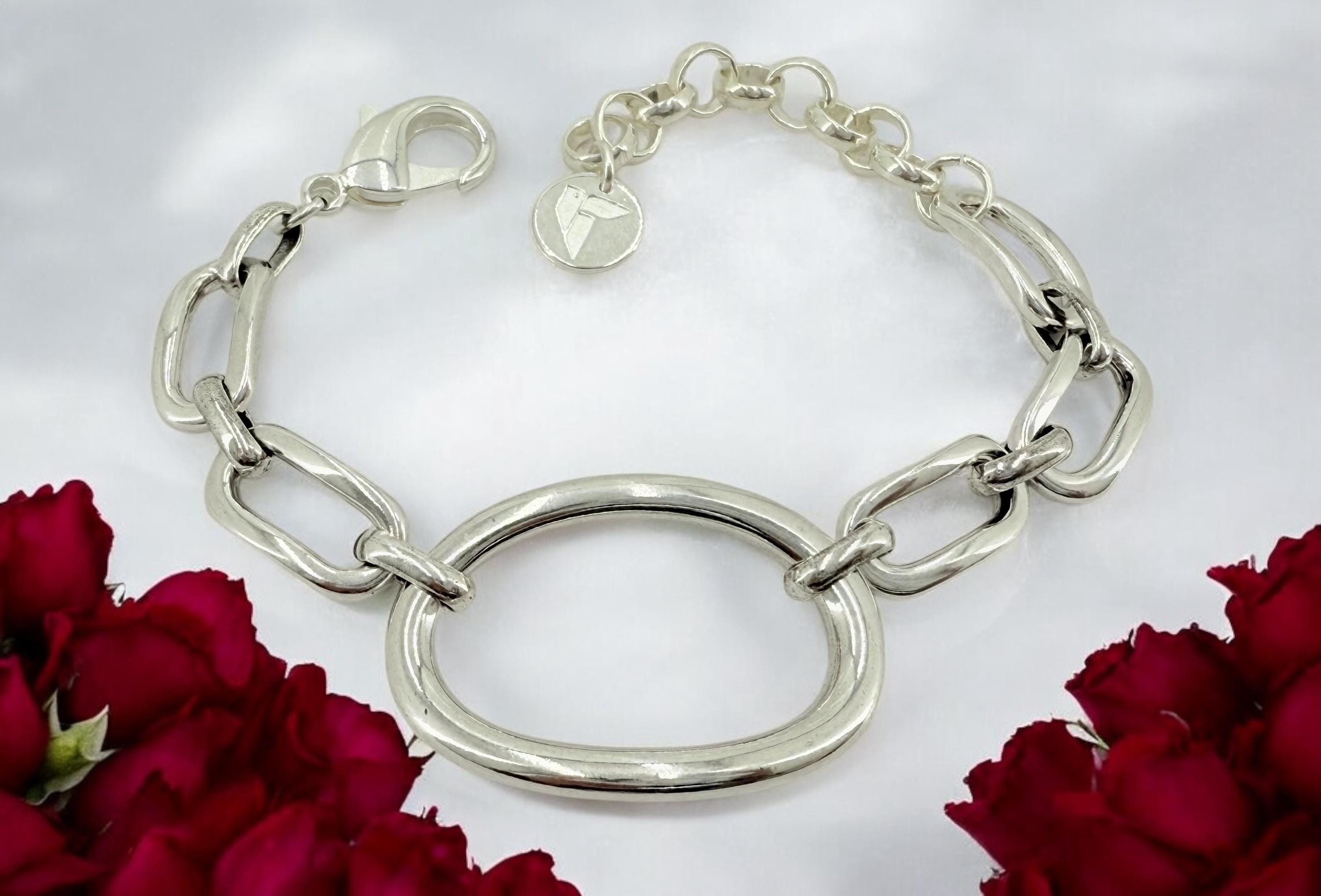 Chunky silver link bracelet – adjustable sculptural chain – handmade bold jewelry - exclusive design by kukuri jewelry