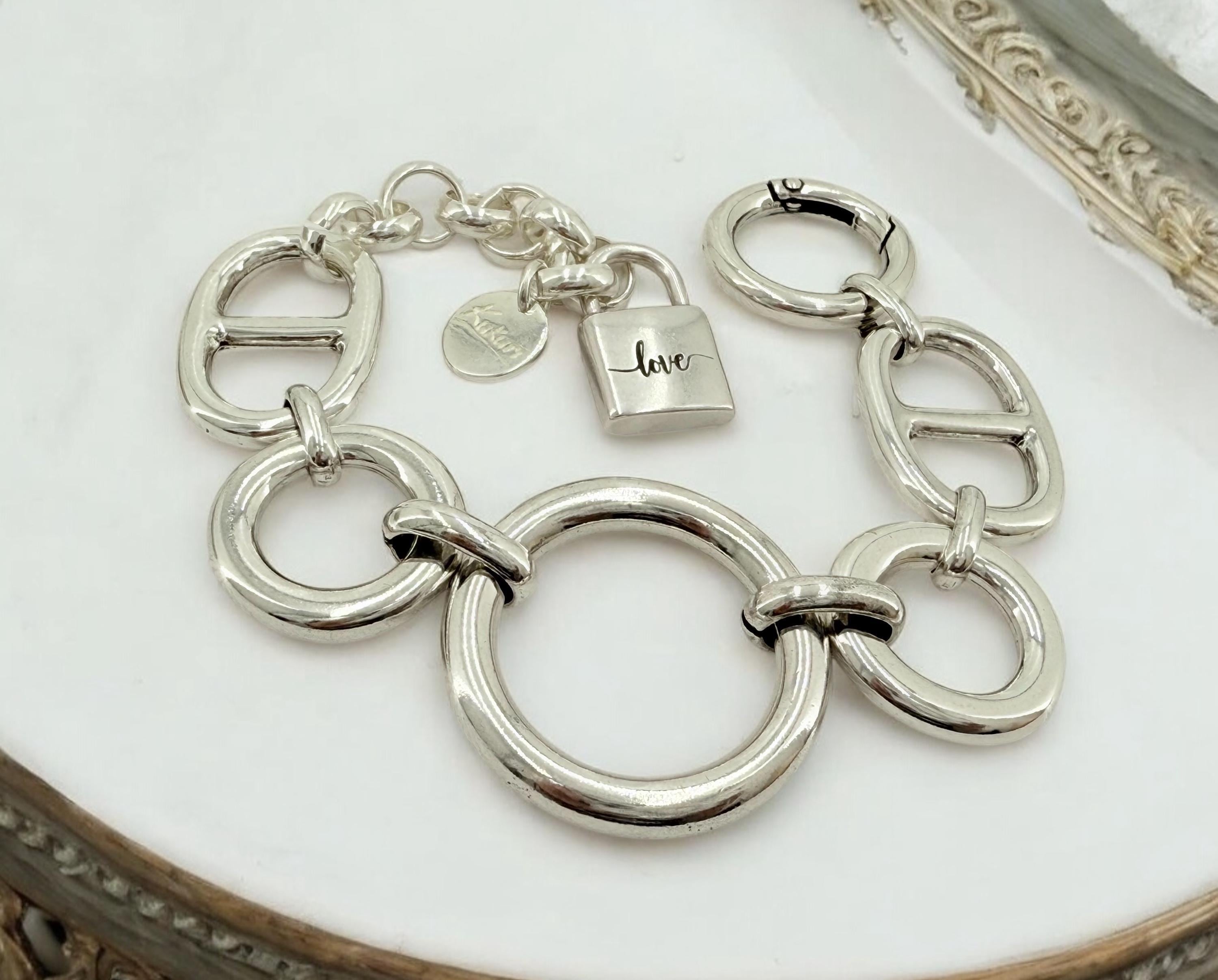 Artisian chunky links bracelet, oversize silver plated chain cuff, industrial jewelry