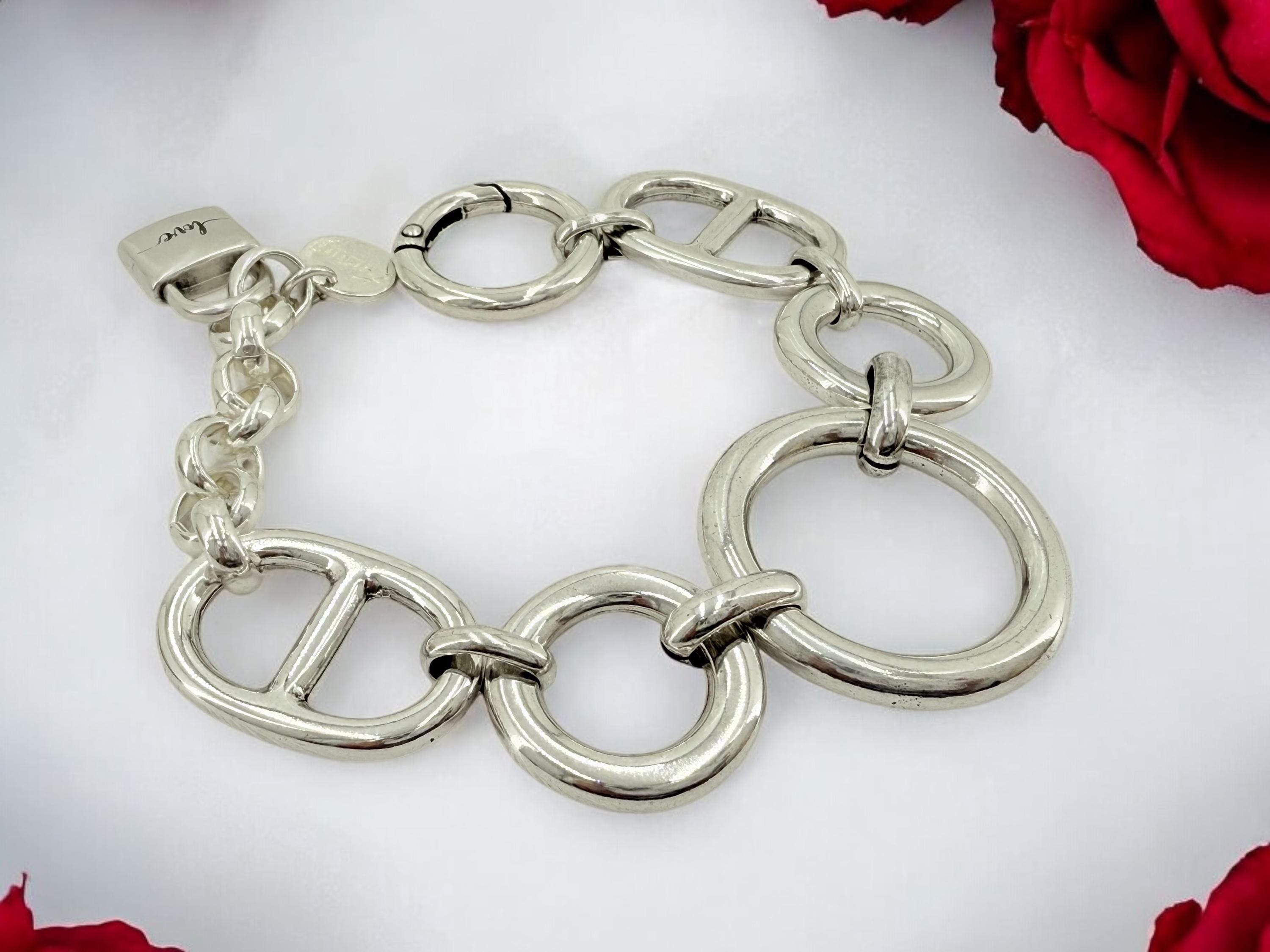 Artisian chunky links bracelet, oversize silver plated chain cuff, industrial jewelry