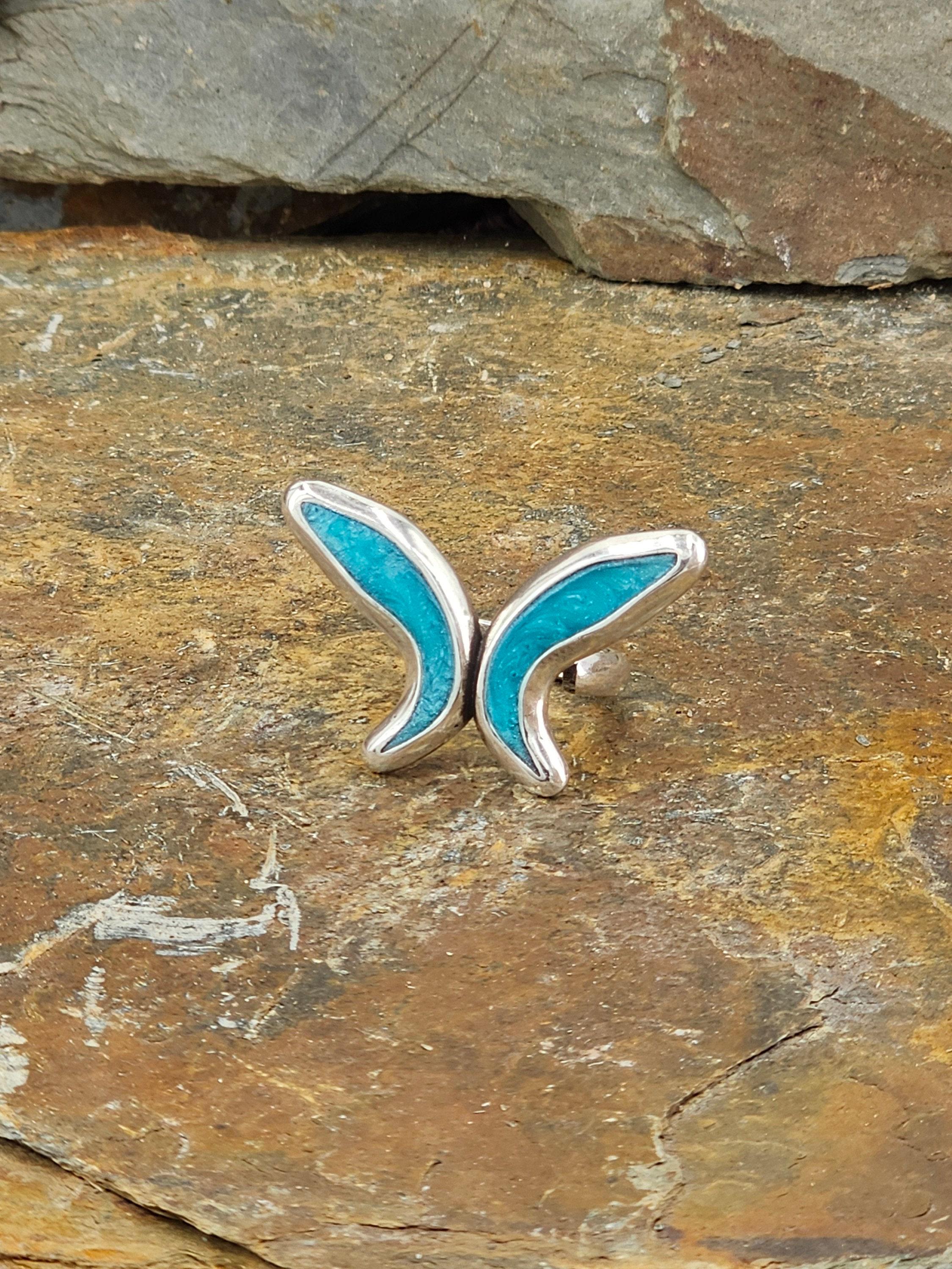Statement butterfly chunky silver ring, oversize ring, unique design ring, special gift for women, , blue ring, perfect gift