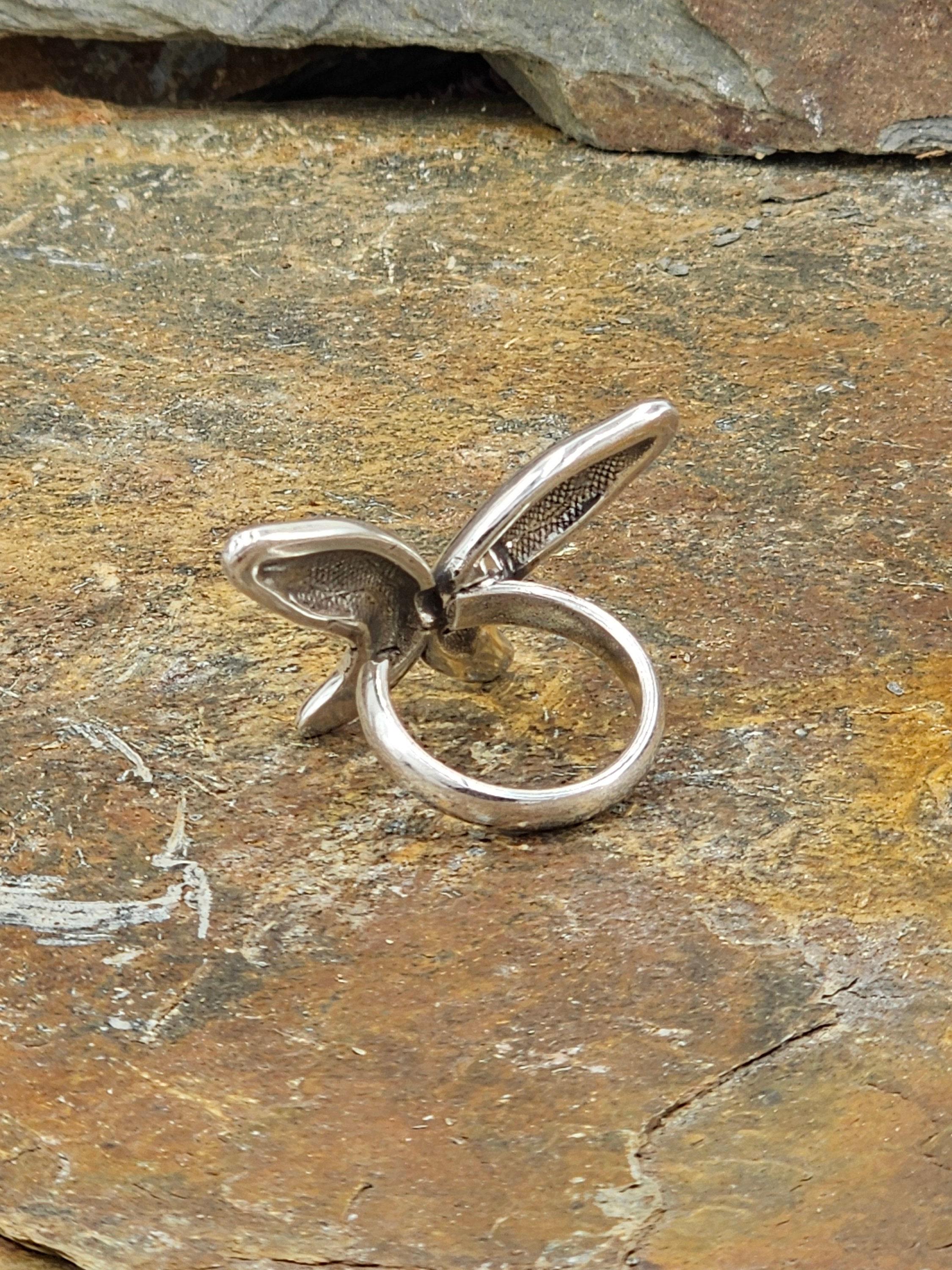 Statement butterfly chunky silver ring, oversize ring, unique design ring, special gift for women, , blue ring, perfect gift