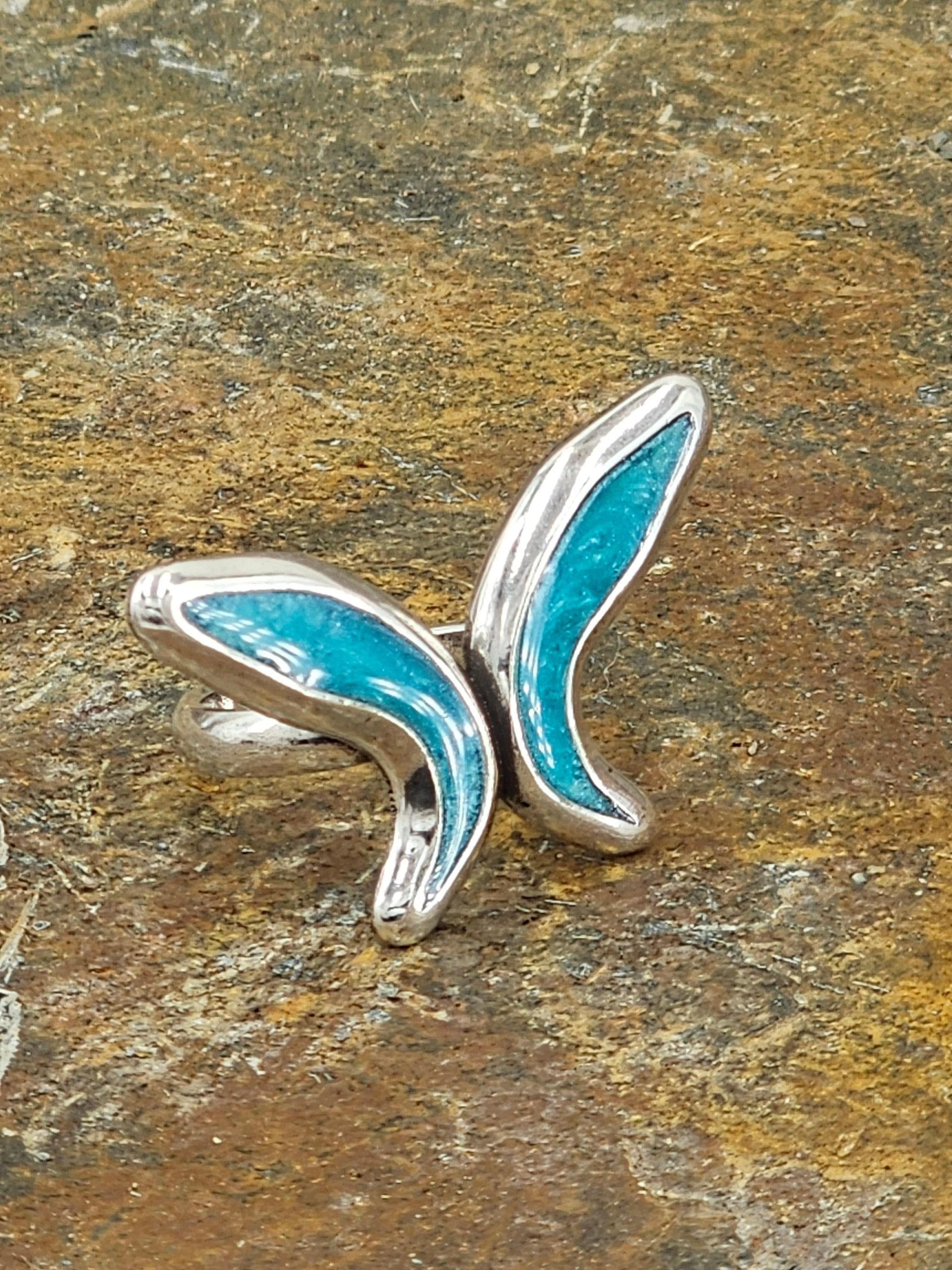 Statement butterfly chunky silver ring, oversize ring, unique design ring, special gift for women, , blue ring, perfect gift