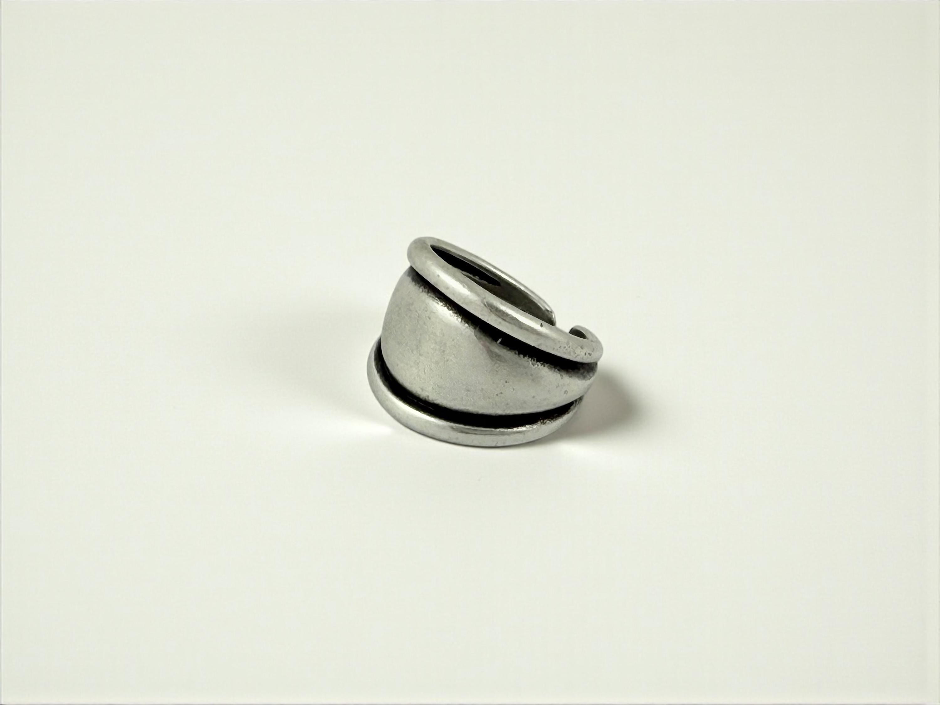 Chunky rock-style silver dome ring, bold jewelry