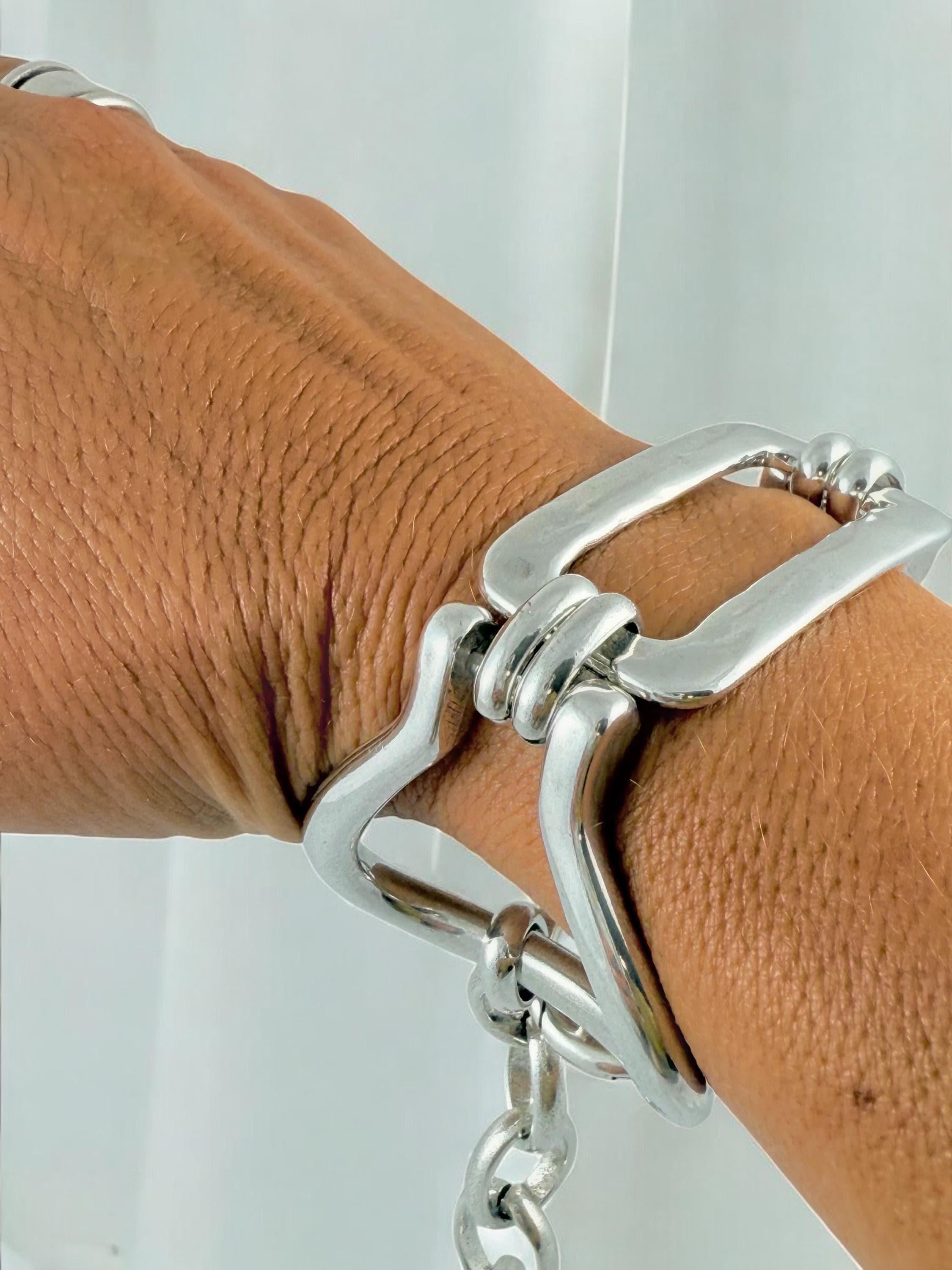 Chunky silver bracelet, brutalist design, bold geometric, bracelet, silver chain bracelet, thick link bracelet,