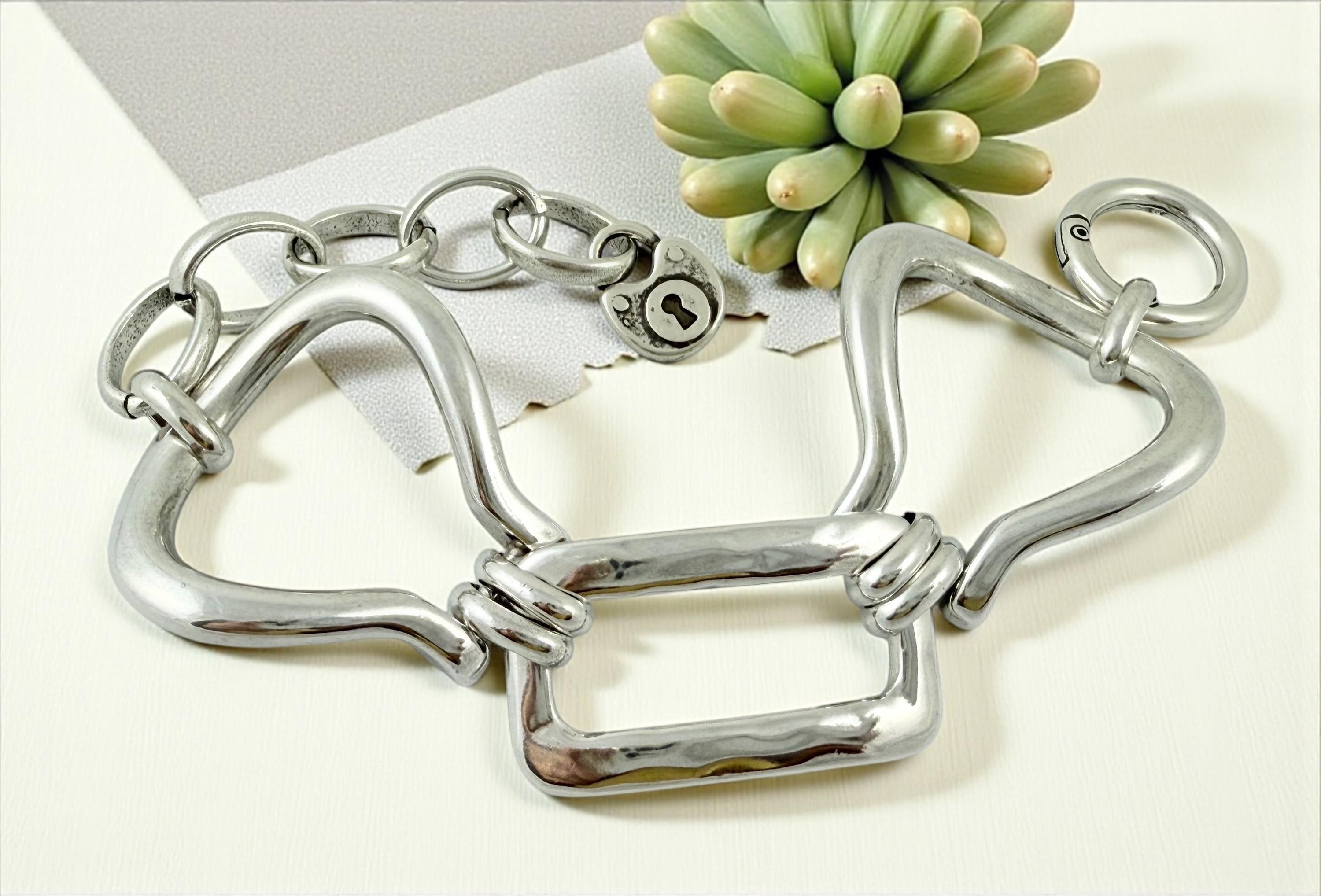 Chunky silver bracelet, brutalist design, bold geometric, bracelet, silver chain bracelet, thick link bracelet,