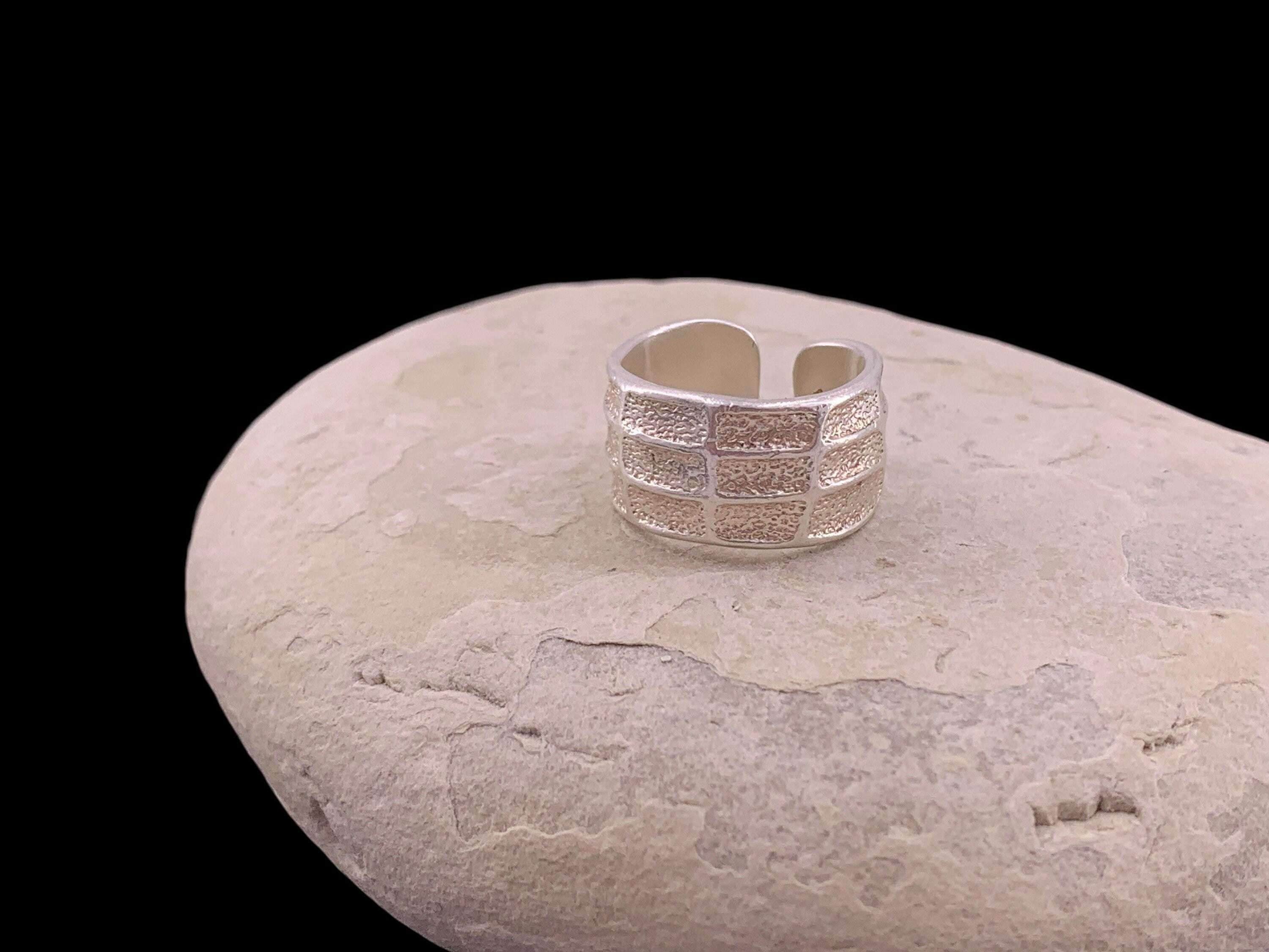 Chunky silver textured ring, open bold ring - industrial jewelry