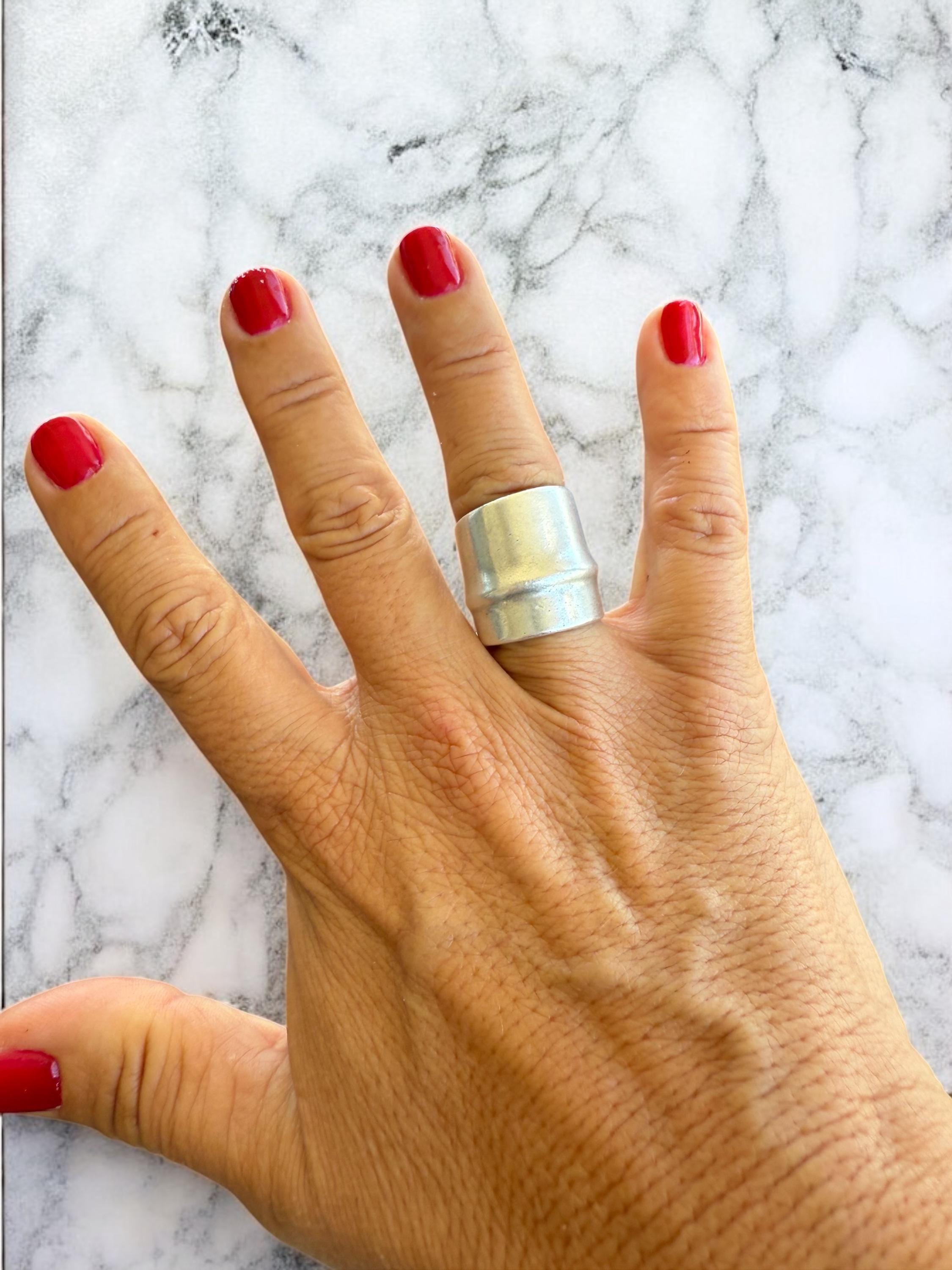 Chunky silver statement ring, bold sculptural design, edgy silver jewelry, gift for women, trendy boho ring, modern artisan jewelry