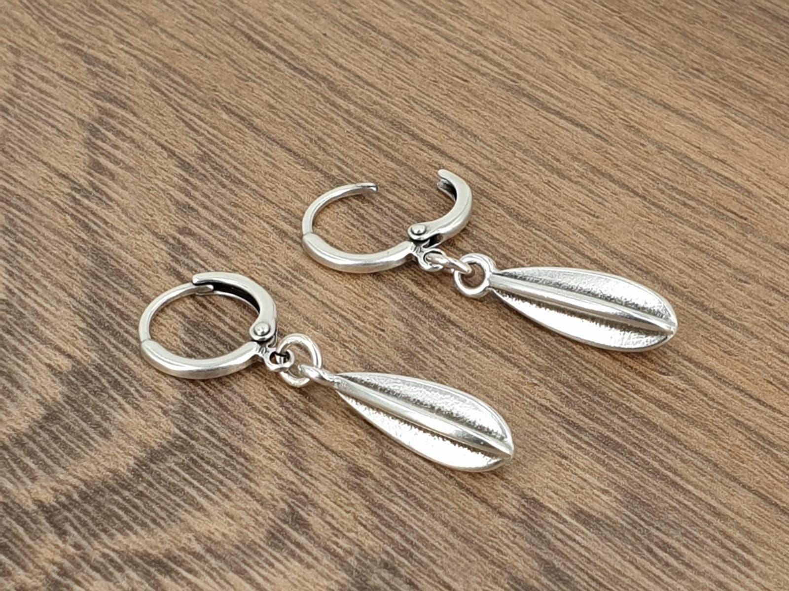 Silver teardrop hoops, textured organic dangle earrings, bohemian handmade jewelry