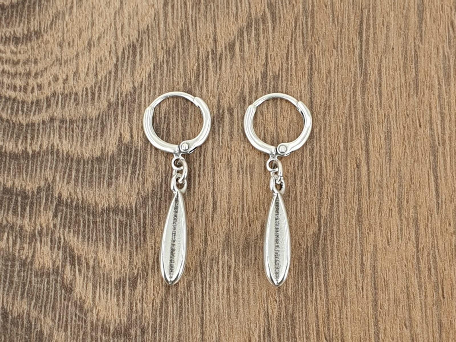 Silver teardrop hoops, textured organic dangle earrings, bohemian handmade jewelry