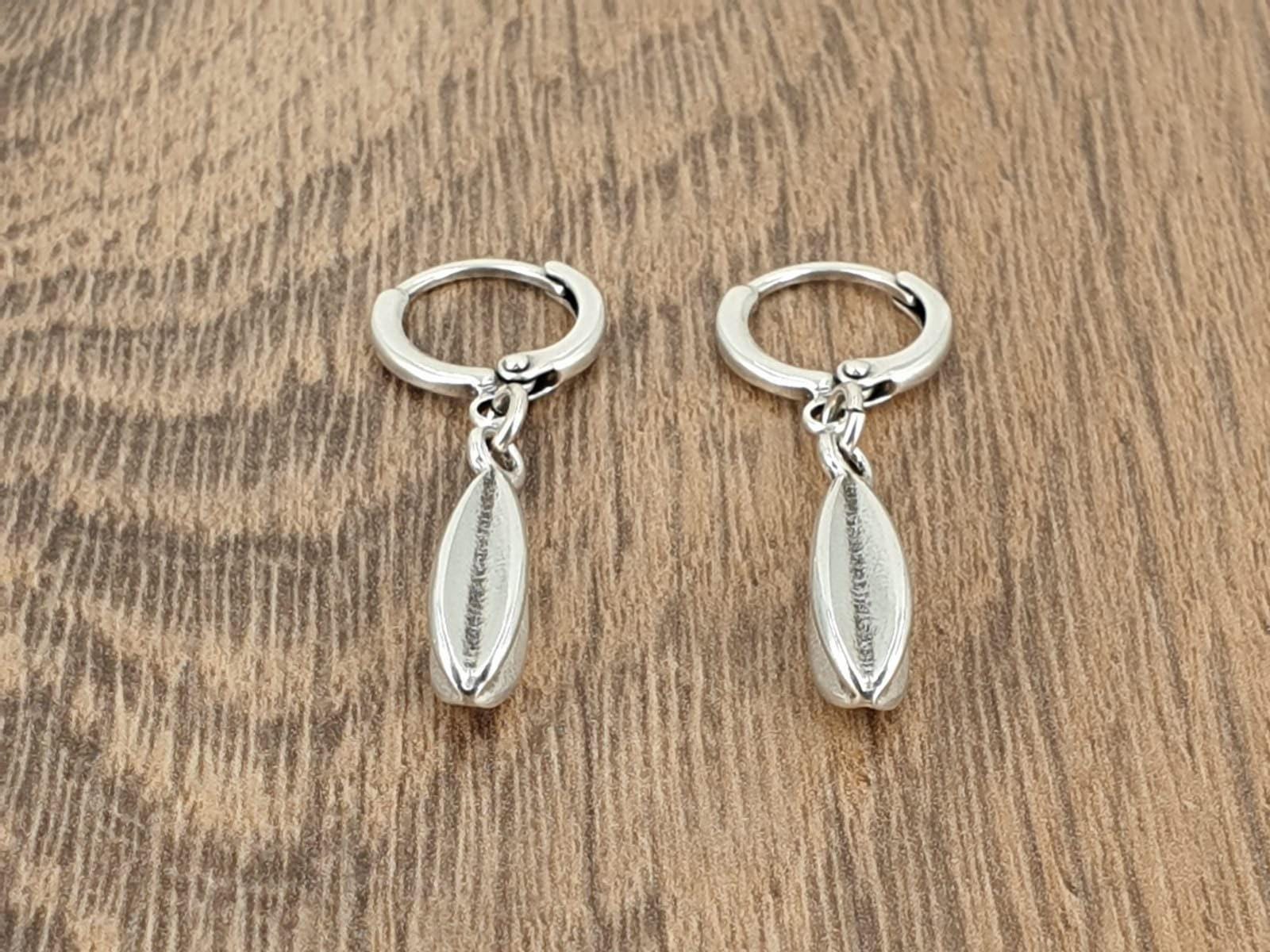 Silver teardrop hoops, textured organic dangle earrings, bohemian handmade jewelry