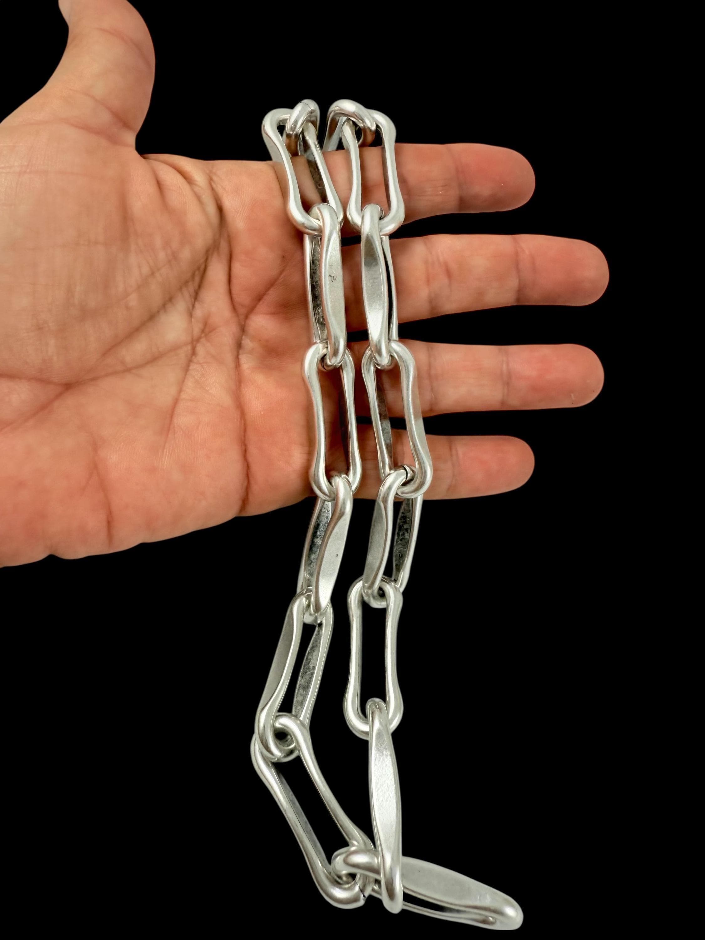 Chunky geometric links necklace – bold adjustable chain choker- edgy bold jewelry